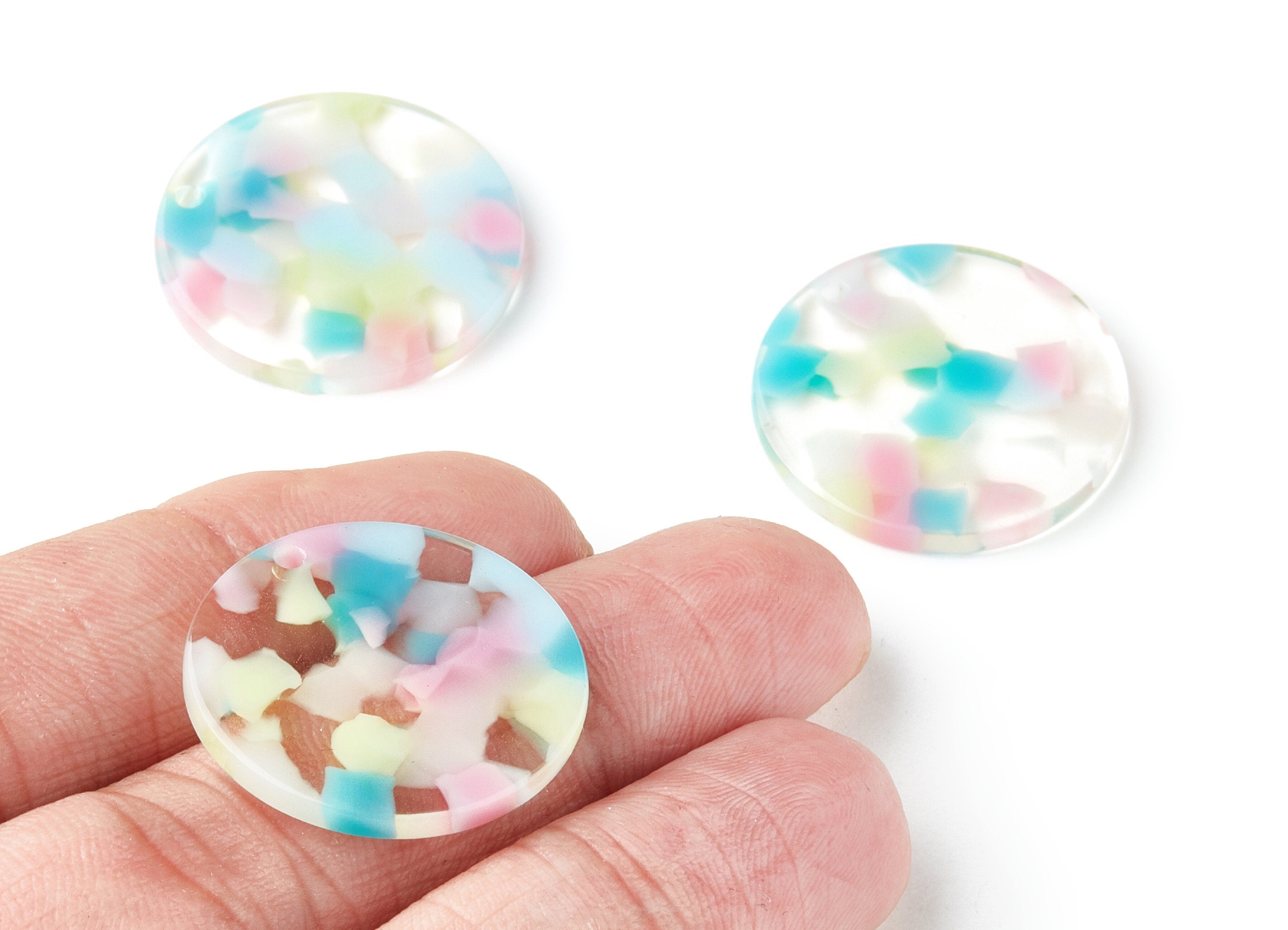 Acetate Acrylic Earring Charms - Tortoise Shell Earrings - Circle Shaped Pendant - Color Code: A222 - 25x25x2.85mm - AC1255B - DOMEDBAZAAR
