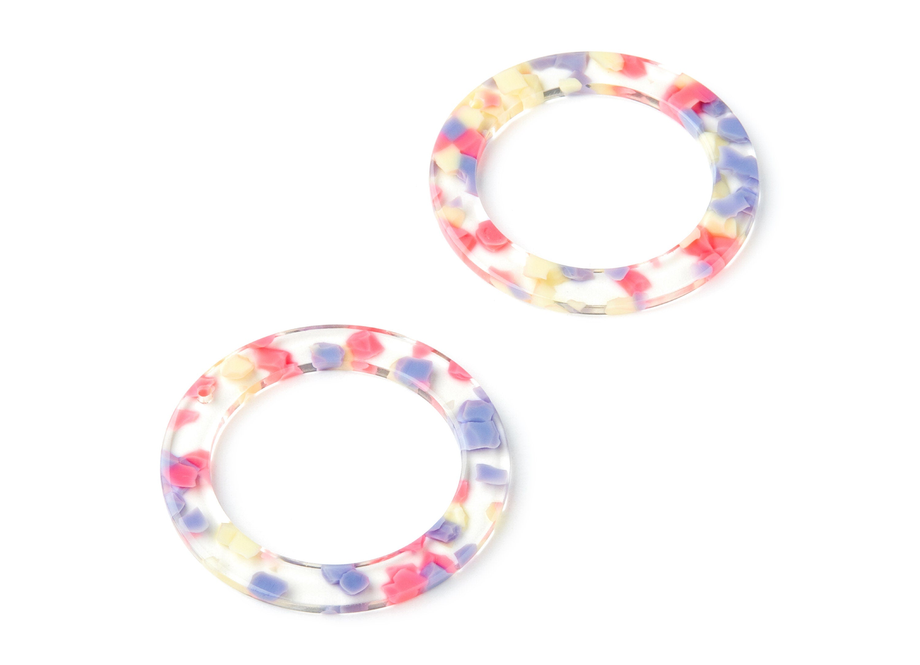 Acetate Hoop Earring Charms - Acrylic Circle Pendant - Earring Findings - Jewelry Supplies - Color Code: A168 - 45.11x45.11x2.8mm - AC1252B - DOMEDBAZAAR