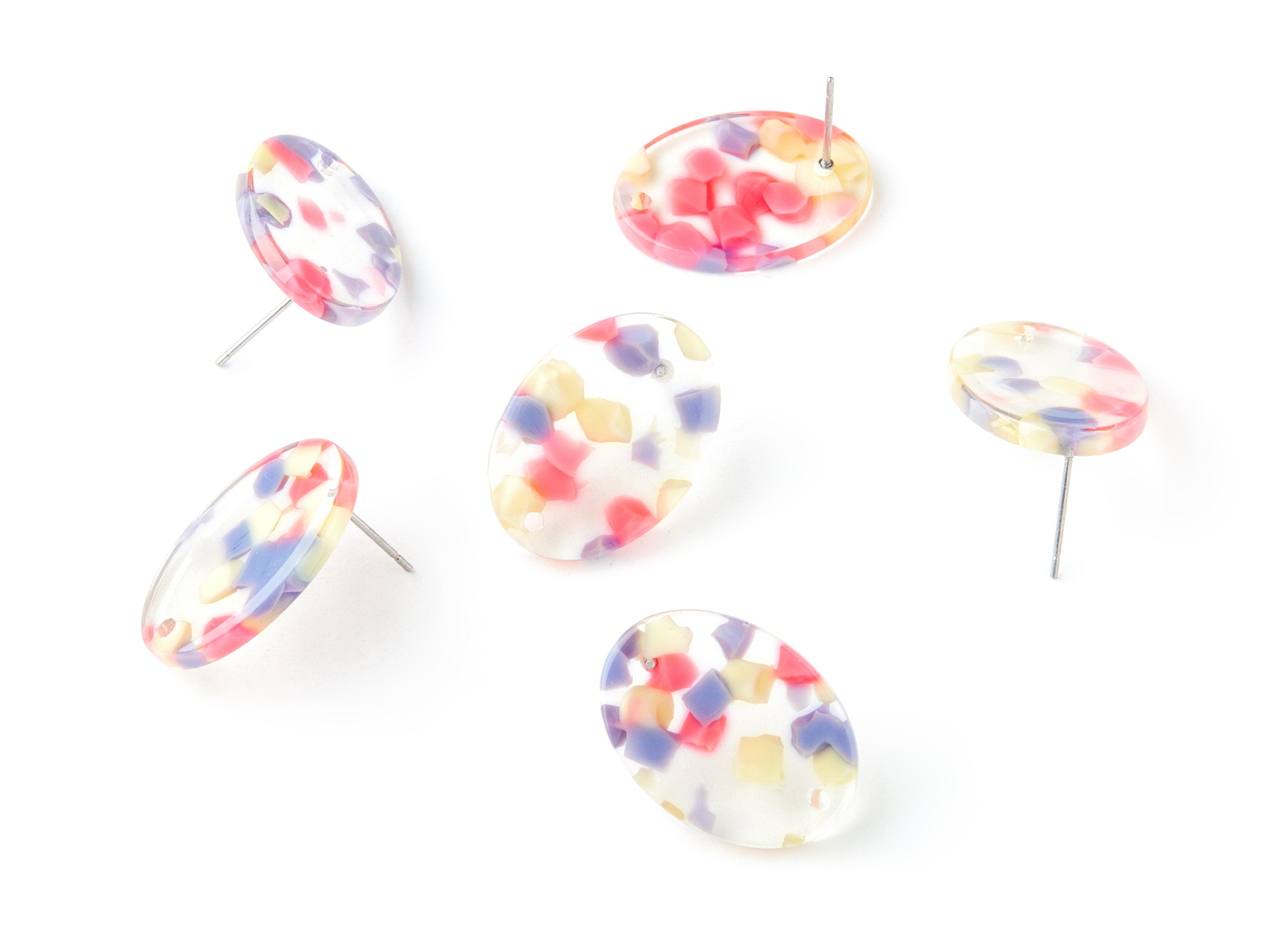 Acetate Acrylic Oval Earring Post - Acetate Oval Earring Stud - Jewelry Supplies - Color Code: A168 - 23.87x17.36x2.79mm - AC1253A - DOMEDBAZAAR