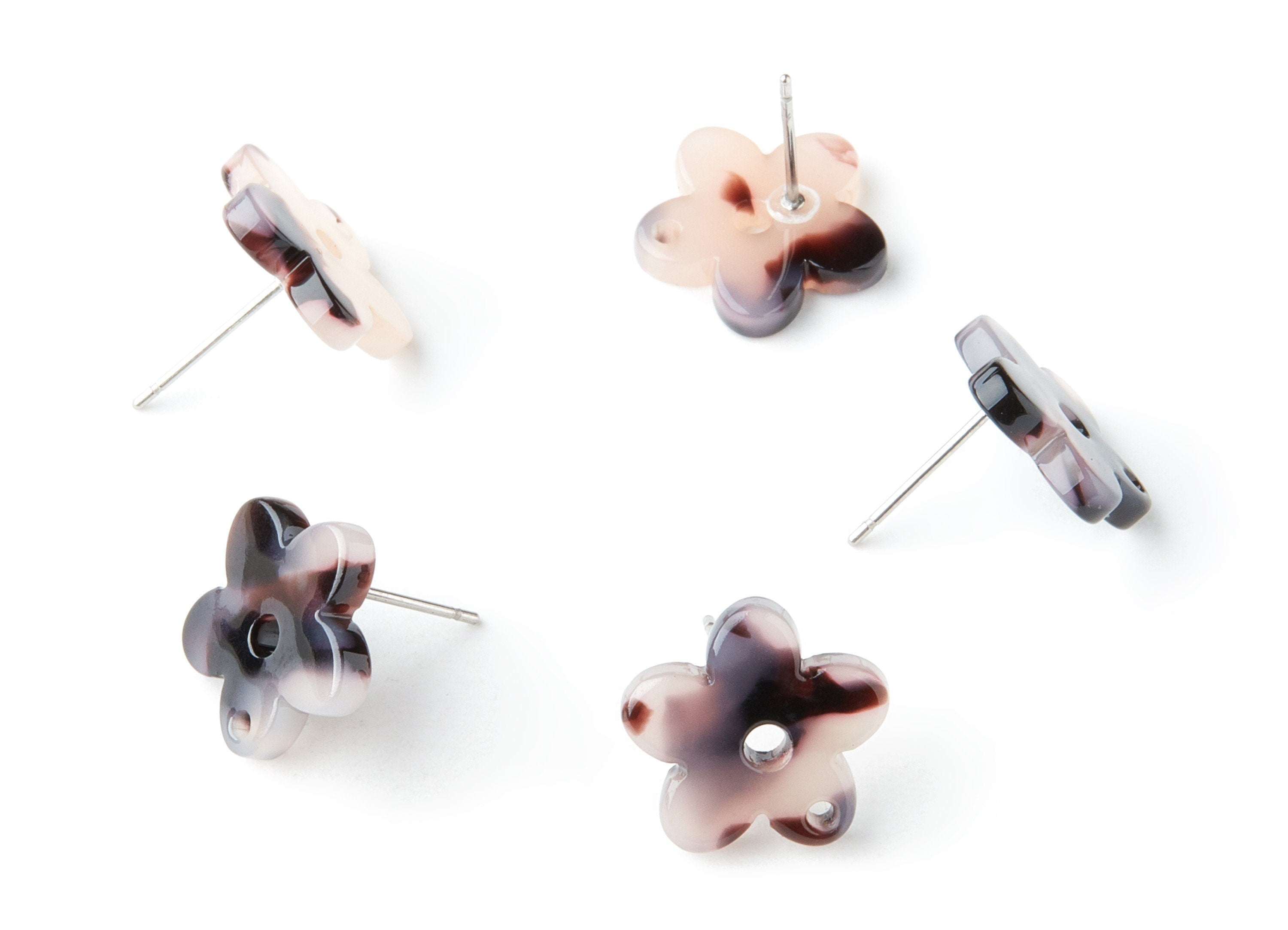 Acetate Stainless Steel Earrings - Blonde Tortoise Shell Stud - 2 Holes- Earring Findings - Color Code: A06 - 14.71x14.18x2.33mm - AC1333C - DOMEDBAZAAR