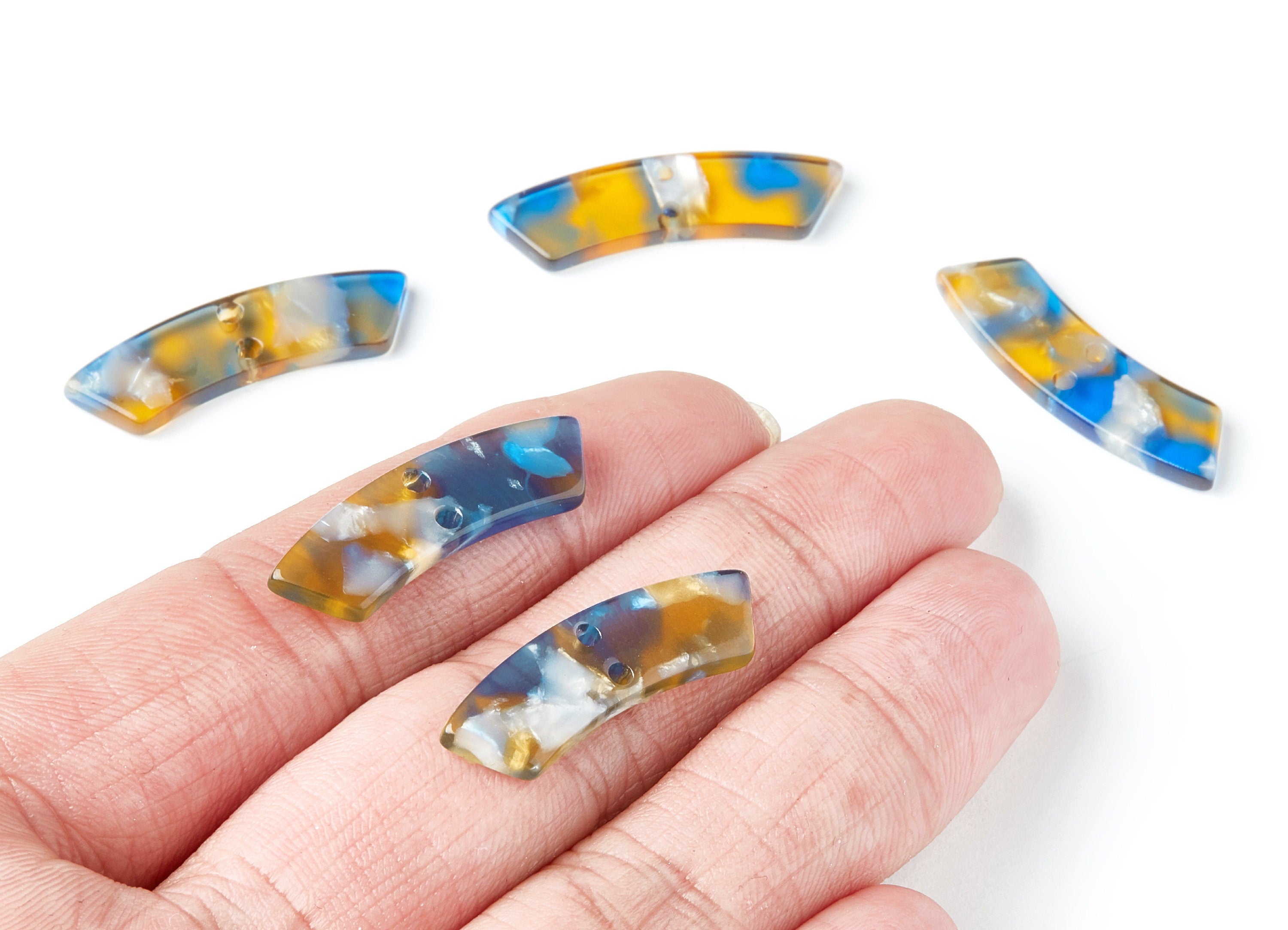 Acetate Irregular Earring Charms - Irregular Pendant With 2 Holes - Jewelry Supplies - Color Code: A40 - 31.1x9.79x2.66mm - AC1371Y - DOMEDBAZAAR