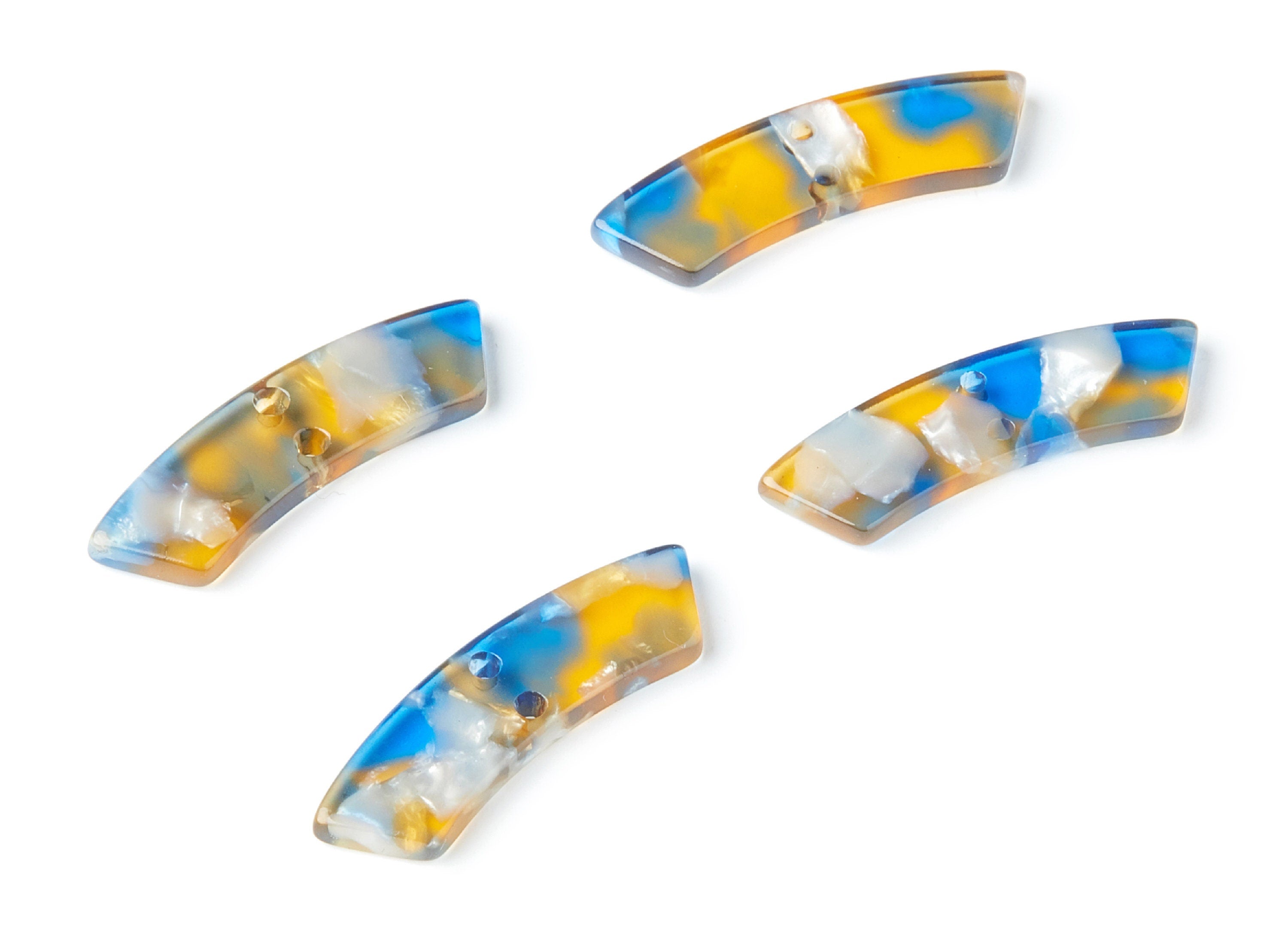 Acetate Irregular Earring Charms - Irregular Pendant With 2 Holes - Jewelry Supplies - Color Code: A40 - 31.1x9.79x2.66mm - AC1371Y - DOMEDBAZAAR