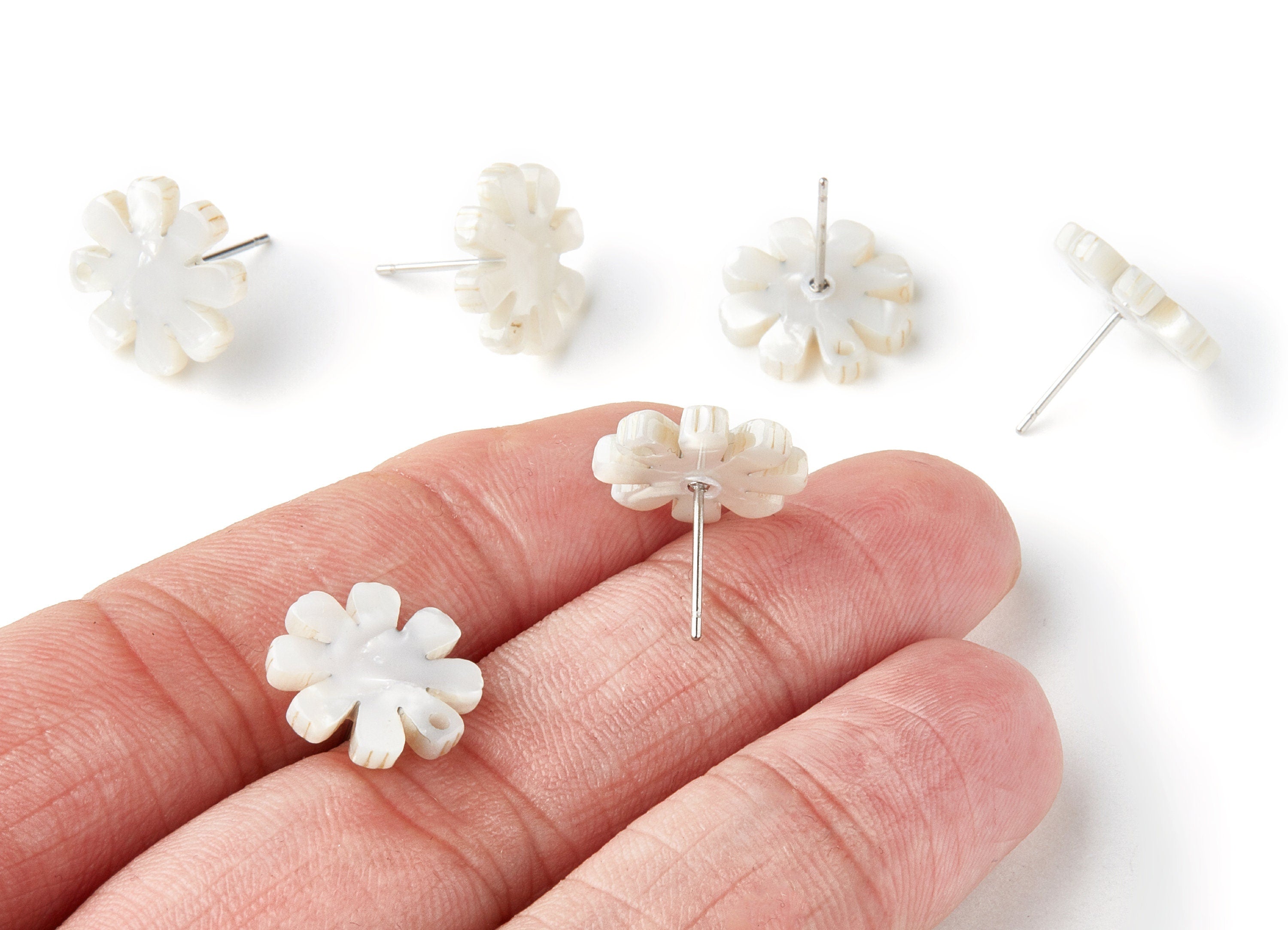 Acetate Acrylic Flower Earring Posst - Flower Earring Stud - Jewelry Supplies - Color Code:A12 - 14.48x14.04x2.65mm - AC1335A - DOMEDBAZAAR