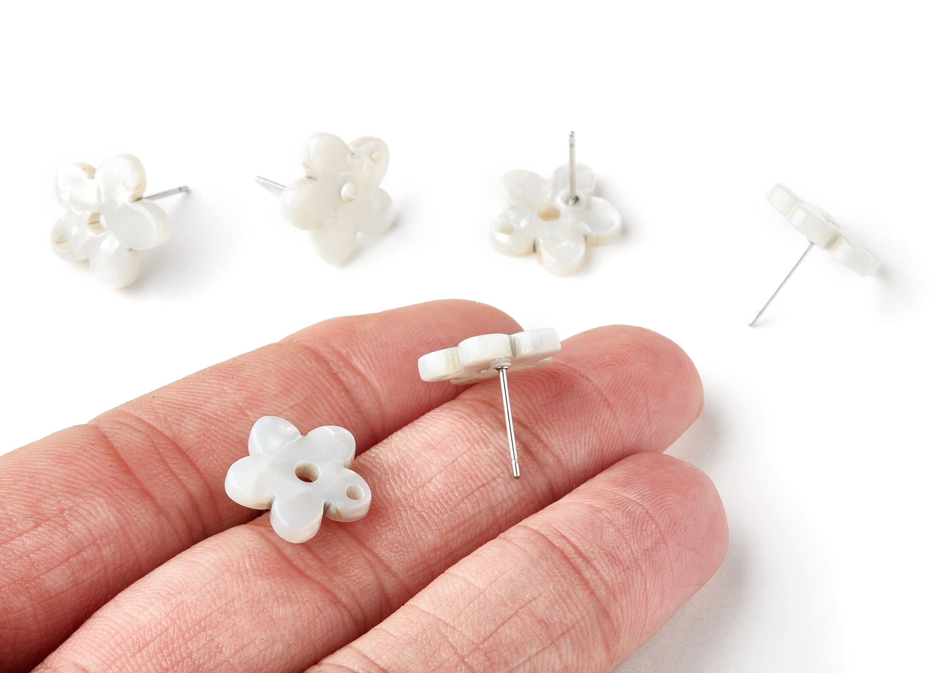Acetate Flower Earring Post - Acetate Flower Earring Stud - Earring Post - Jewelry Supplies - Color Code: A12 - 14.71x14.18x2.33mm - AC1333B - DOMEDBAZAAR