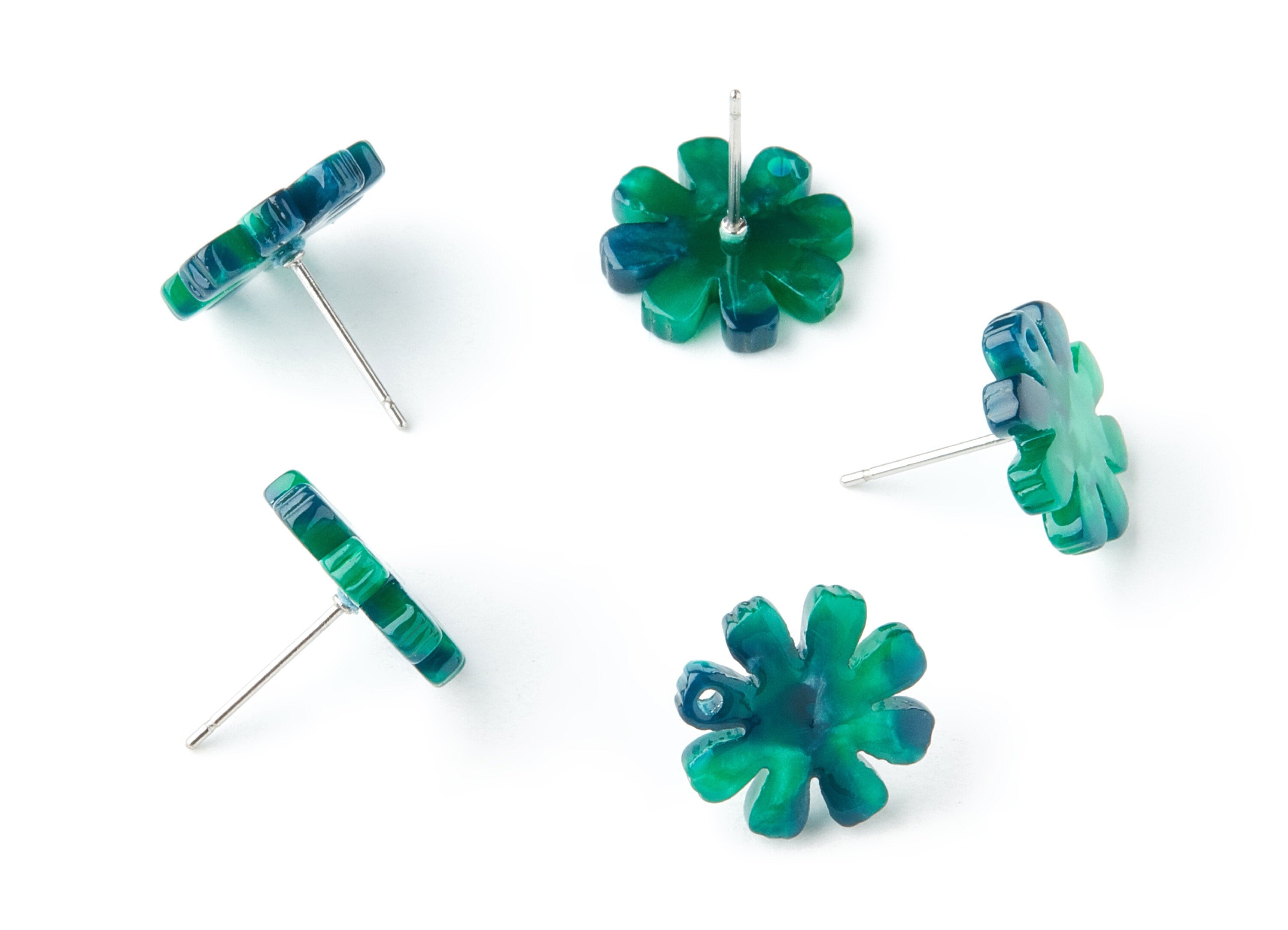 Acetate Flower Earring Charms - Acetate Flower Pendant - Earring Findings - Jewelry Supplies - Color Code:A13 - 14.48x14.04x2.65mm - AC1335C - DOMEDBAZAAR