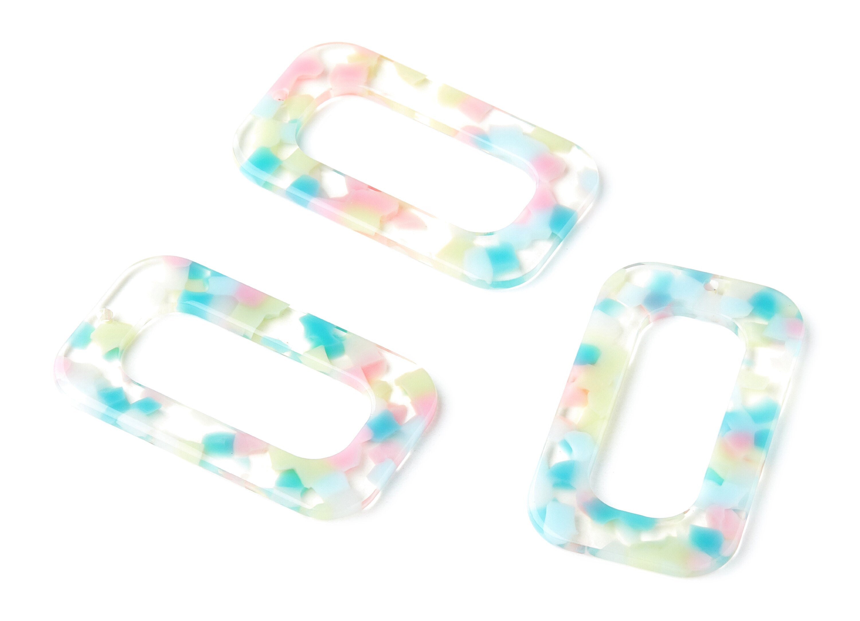 Acetate Frame Earring Charm -  Acrylic Frame Pendant - Earring Findings - Jewelry Supplies - Color Code: A222 - 49.63x28.89x2.64mm - AC1249A - DOMEDBAZAAR