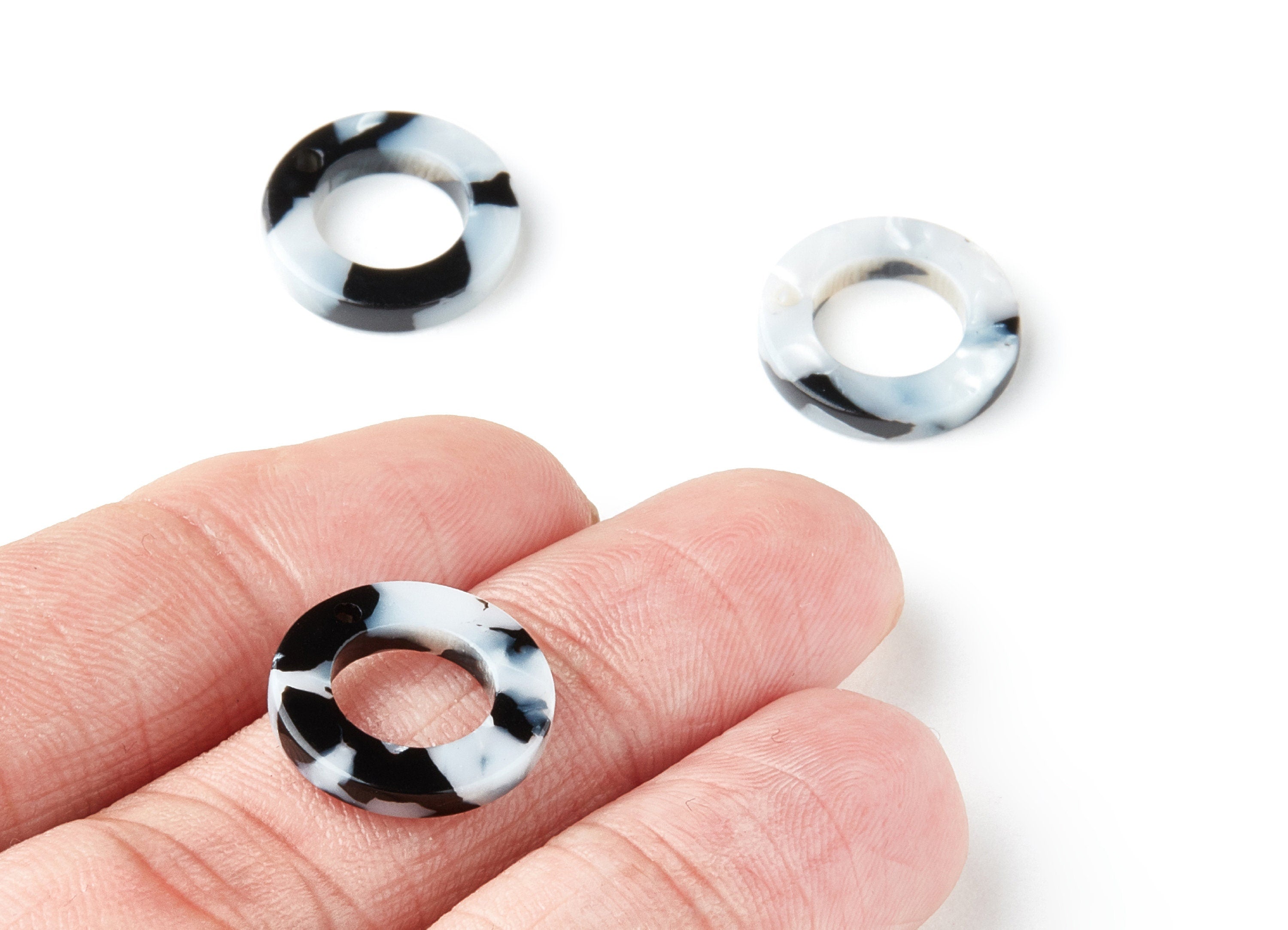 Acetate Hoop Earring Charms - Circle Shaped Pendant - Earring Findings - Jewelry Supplies - Color Code: A15 - 15.9x15.9x2.66mm - AC1117H - DOMEDBAZAAR