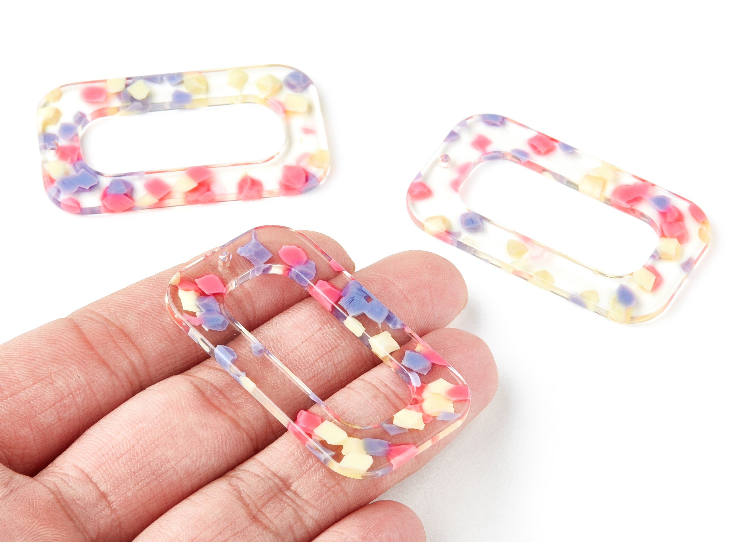 Acetate Acrylic Frame Earring Charms - Acetate Frame Pendant - Jewelry Supplies - Color Code: A168 - 49.63x28.89x2.64mm - AC1249B - DOMEDBAZAAR