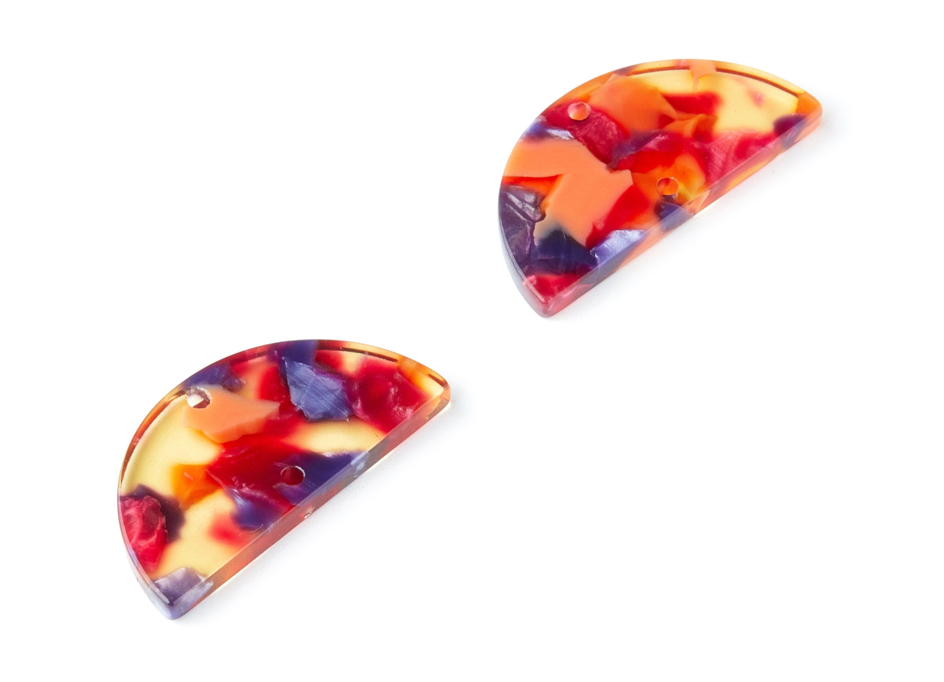 Acetate Semicircle Connectors Charms - 2 Hole - Semicircle Earrings - Earring Findings - Color Code: A44 - 15x30x2.6mm - AC1061D - DOMEDBAZAAR
