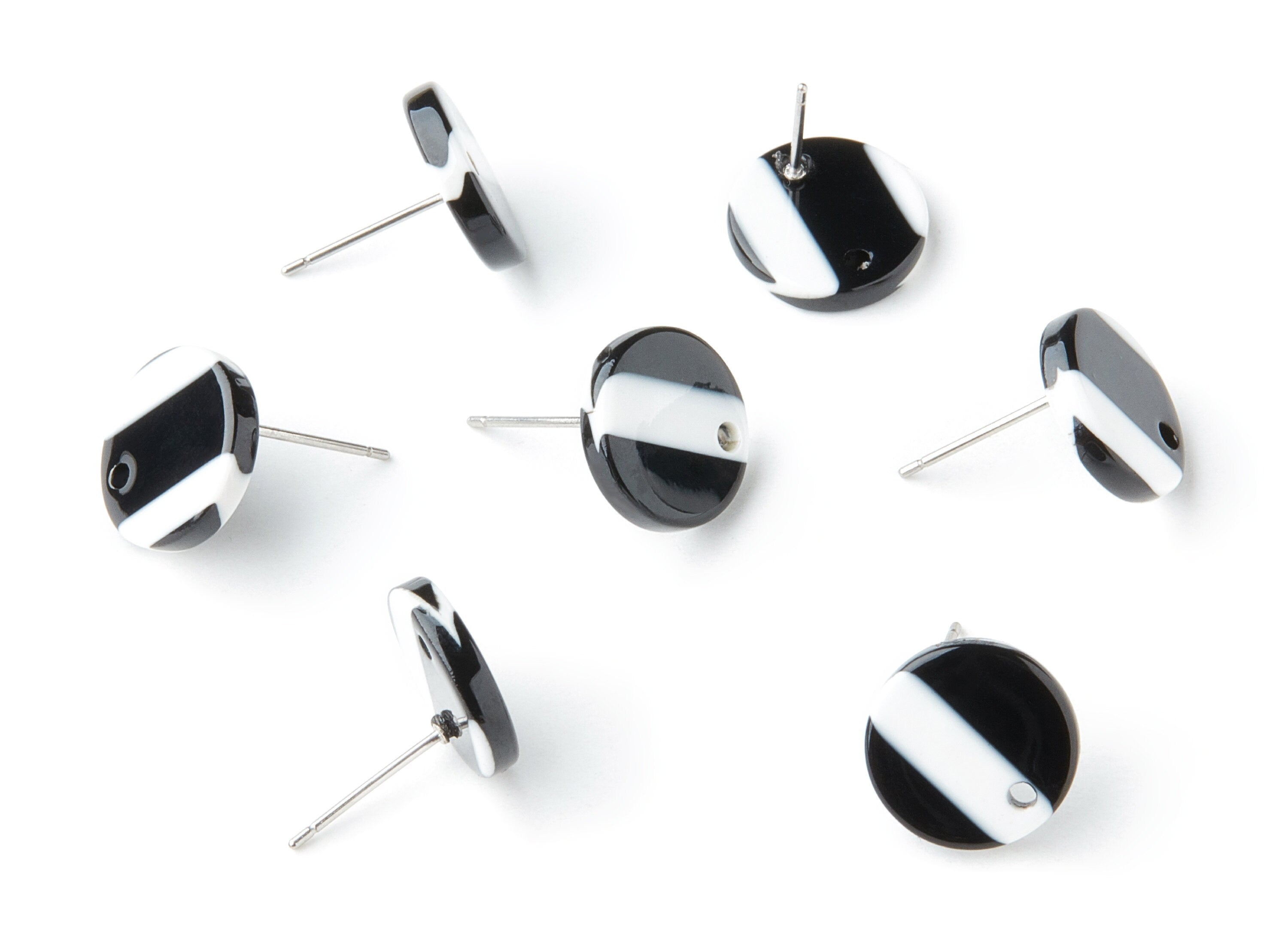 Acetate Round Earring Stud - Round Earring Post and Stud - Earring Findings - Color Code: A64 - 13.35x13.35x2.54mm - AC1204B - DOMEDBAZAAR