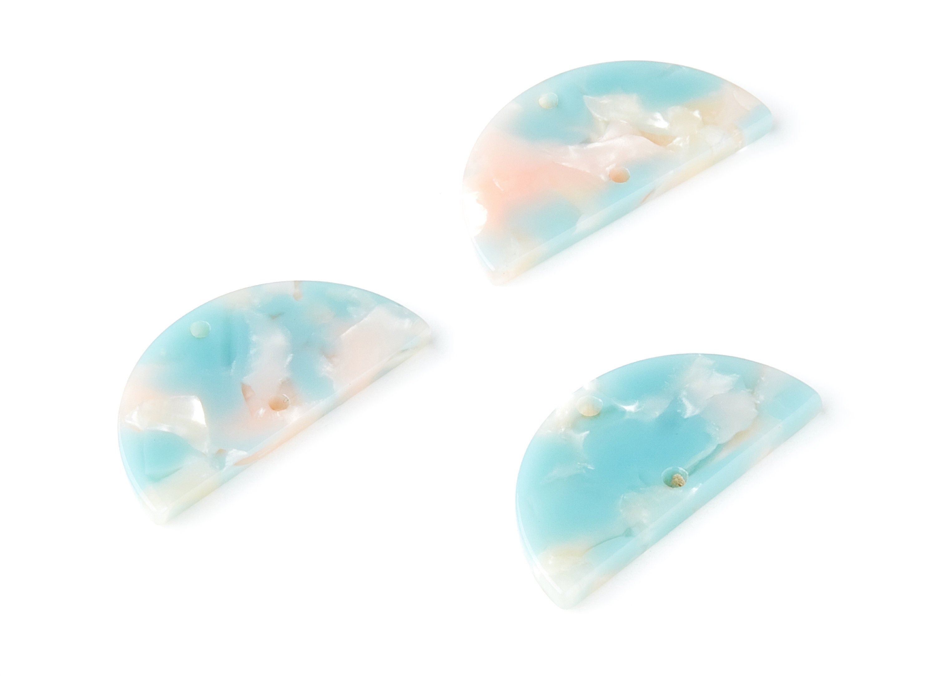 Acetate Semicircle Connectors Charms - 2 Hole - Semicircle Earrings - Earring Findings - Color Code: A36 - 15x30x2.6mm - AC1061E - DOMEDBAZAAR