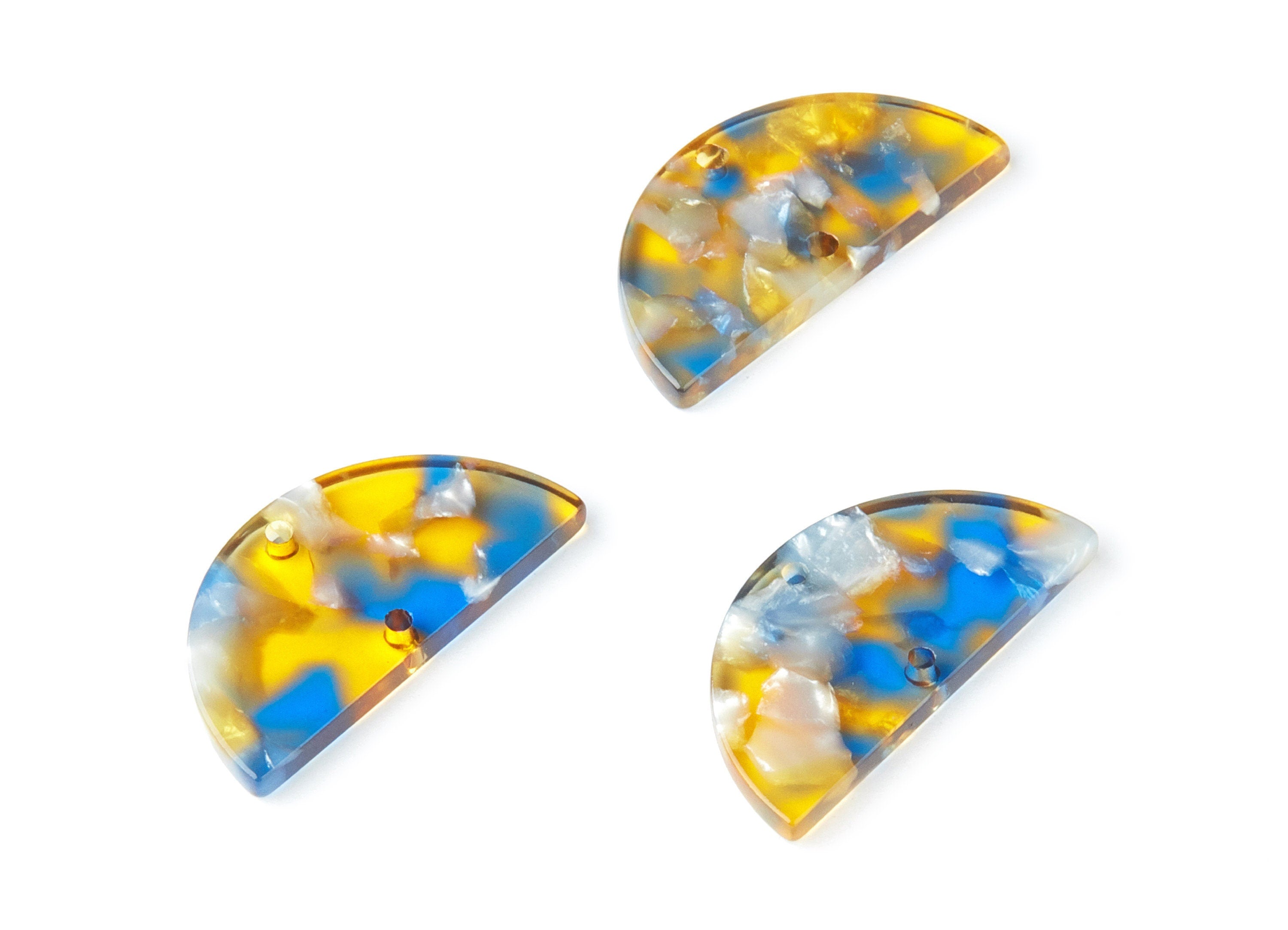 Acetate Semicircle Connectors Charms - 2 Hole - Semicircle Earrings - Earring Findings - Color Code: A40 - 15x30x2.6mm - AC1061G - DOMEDBAZAAR