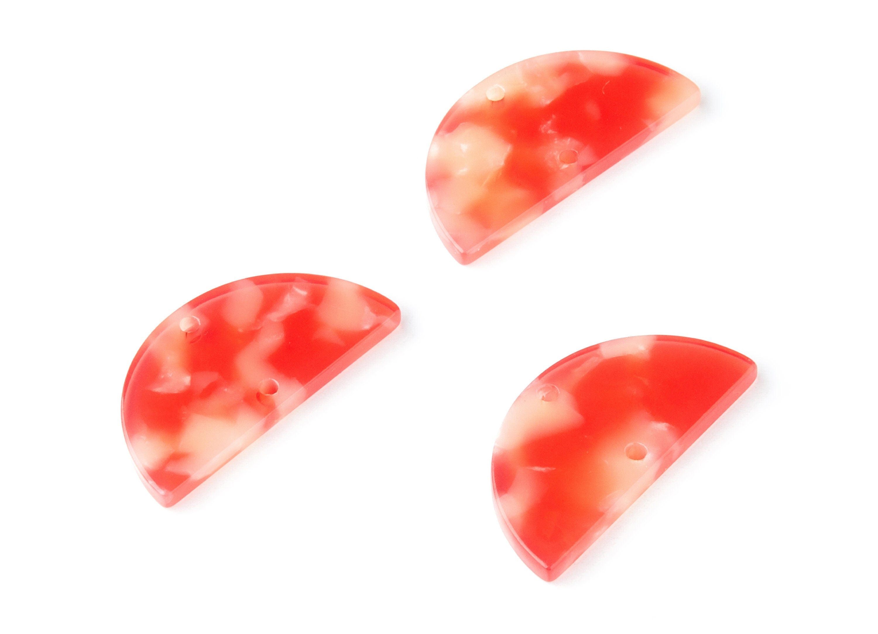 Acetate Semicircle Connectors Charms - 2 Hole - Semicircle Earrings - Earring Findings - Color Code: A34 - 15x30x2.6mm - AC1061L - DOMEDBAZAAR