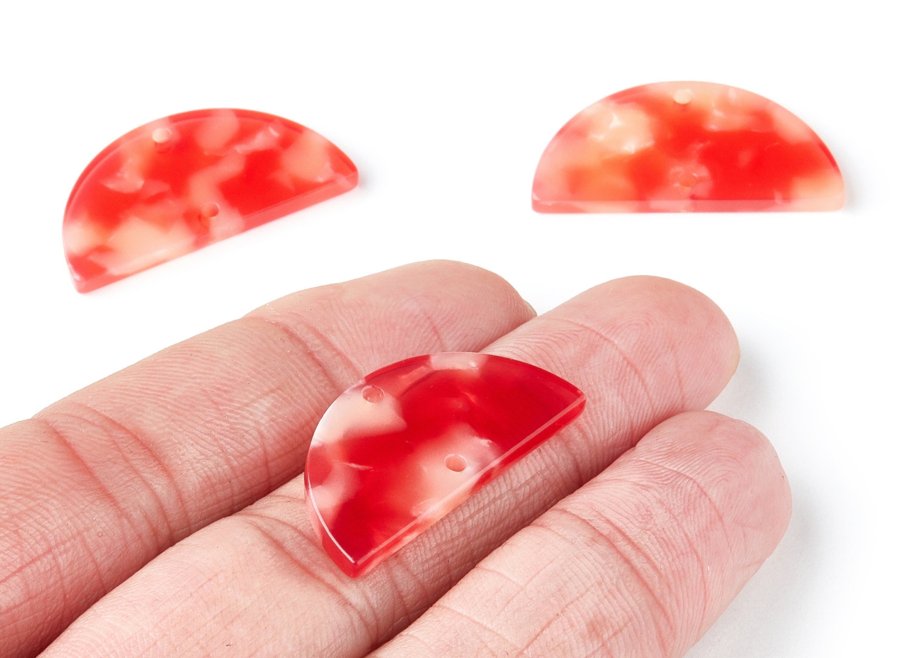 Acetate Semicircle Connectors Charms - 2 Hole - Semicircle Earrings - Earring Findings - Color Code: A34 - 15x30x2.6mm - AC1061L - DOMEDBAZAAR
