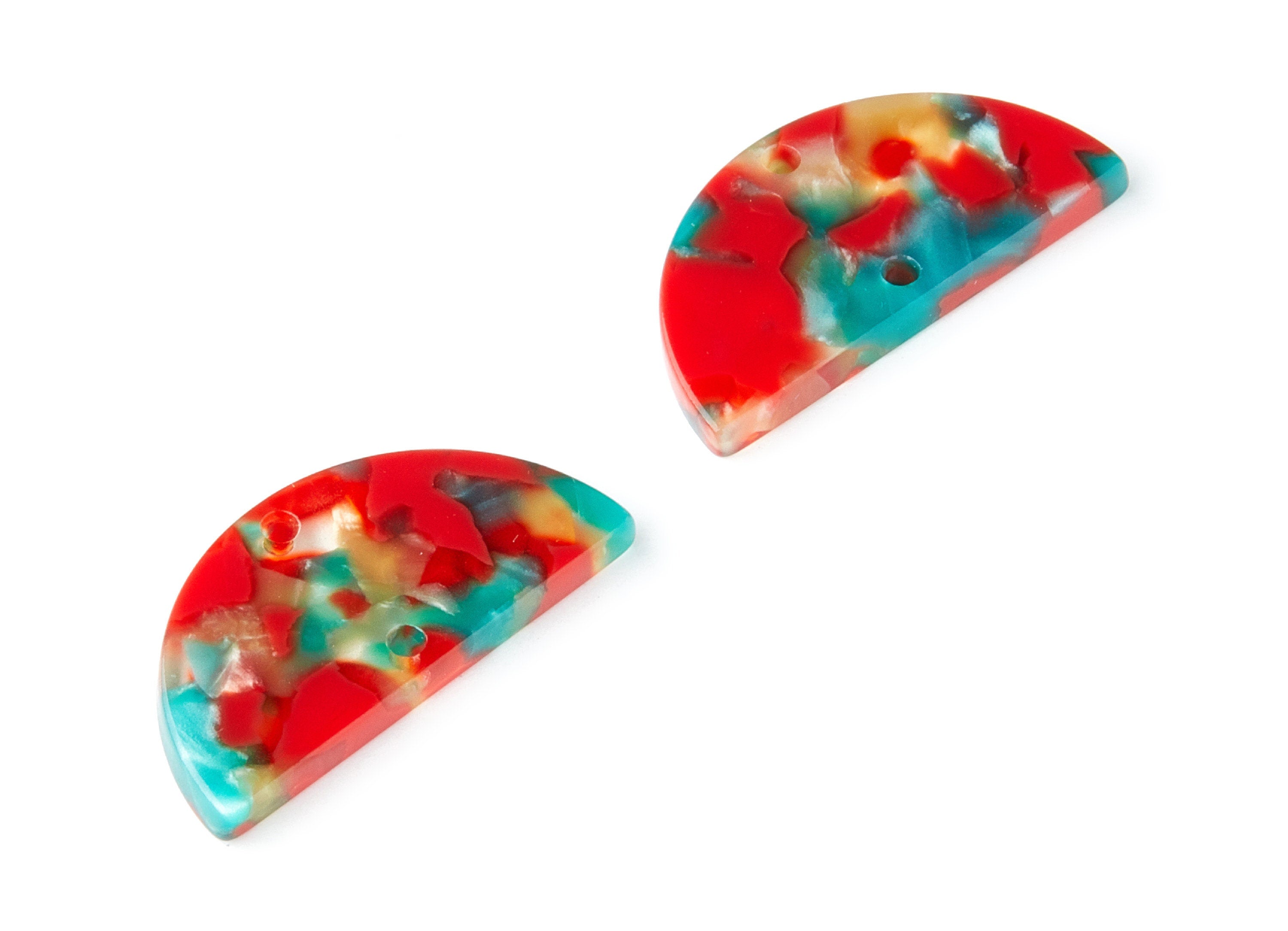 Acetate Semicircle Connectors Charms - 2 Hole - Semicircle Earrings - Earring Findings - Color Code: A46 - 15x30x2.6mm - AC1061M - DOMEDBAZAAR