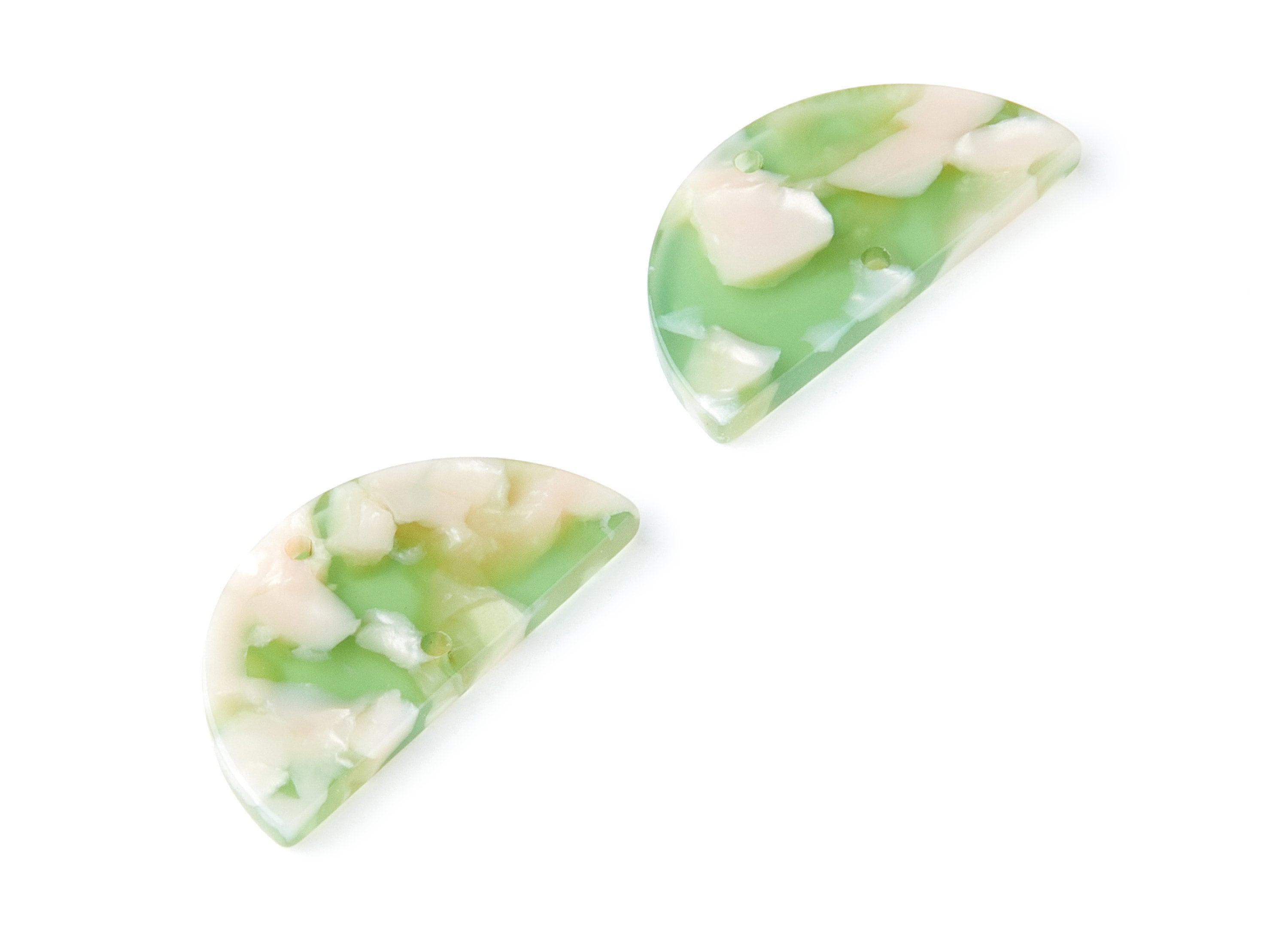 Acetate Semicircle Connectors Charms - 2 Hole - Semicircle Earrings - Earring Findings - Color Code: A38 - 15x30x2.6mm - AC1061N - DOMEDBAZAAR