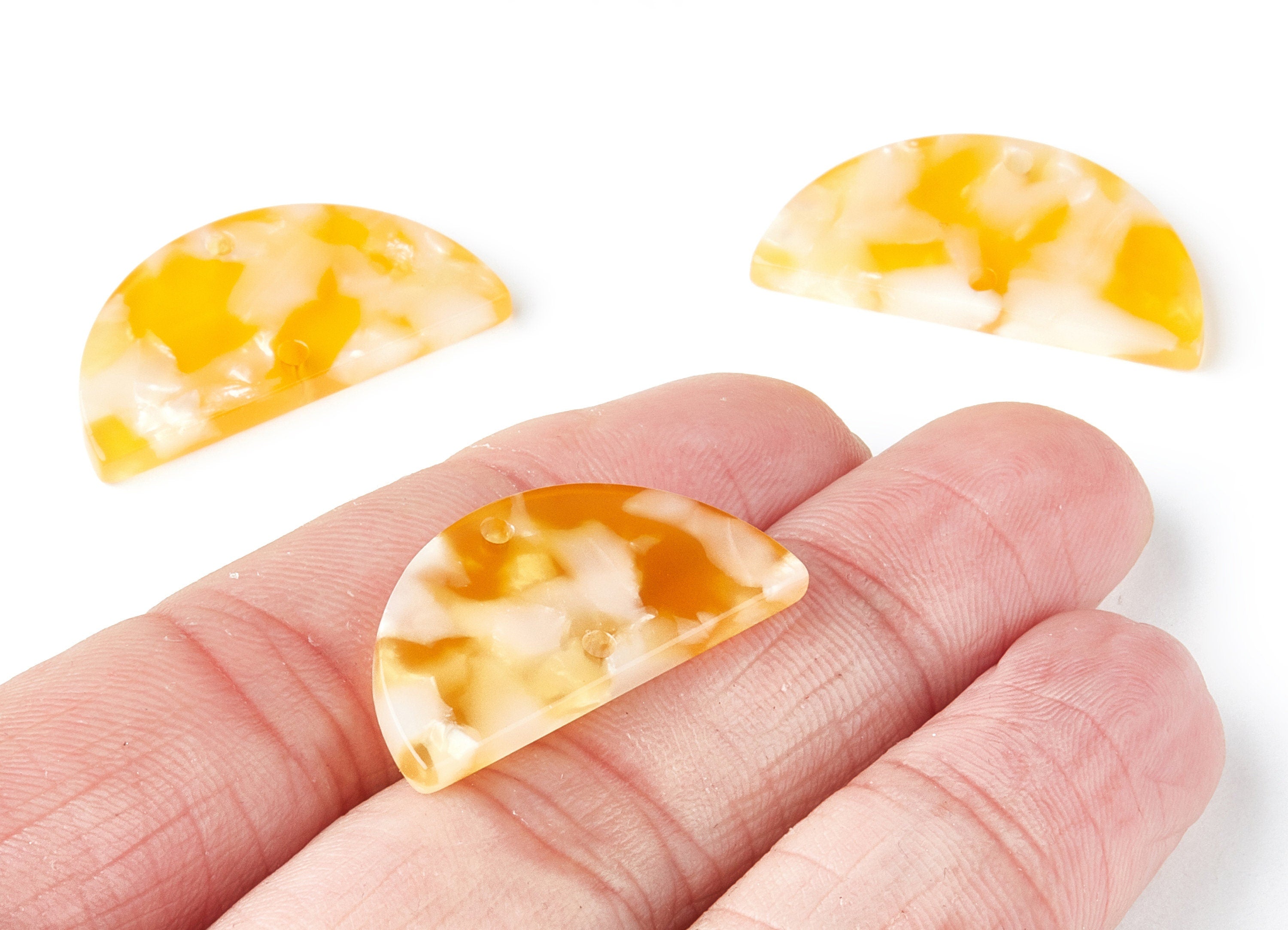 Acetate Semicircle Connectors Charms - 2 Hole - Semicircle Earrings - Earring Findings - Color Code: A43 - 15x30x2.6mm - AC1061R - DOMEDBAZAAR