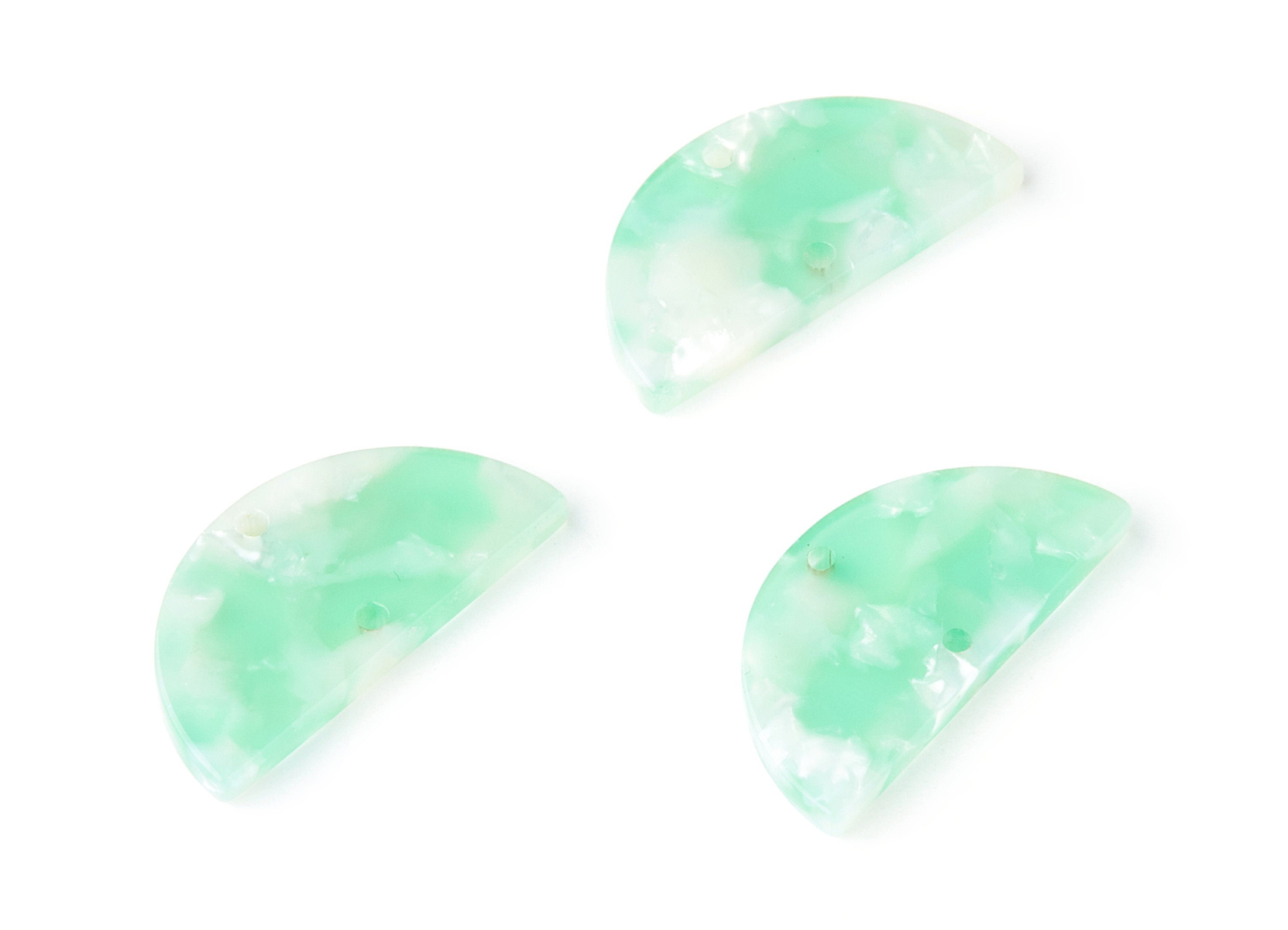 Acetate Semicircle Connectors Charms - 2 Hole - Semicircle Earrings - Earring Findings - Color Code: A35 - 15x30x2.6mm - AC1061T - DOMEDBAZAAR