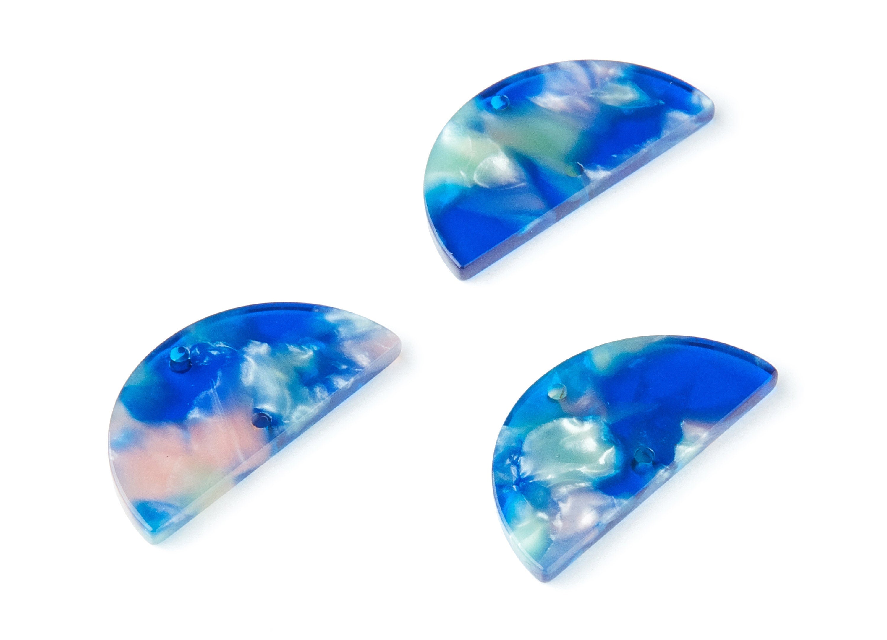 Acetate Semicircle Connectors Charms - 2 Hole - Semicircle Earrings - Earring Findings - Color Code: A37 - 15x30x2.6mm - AC1061V - DOMEDBAZAAR