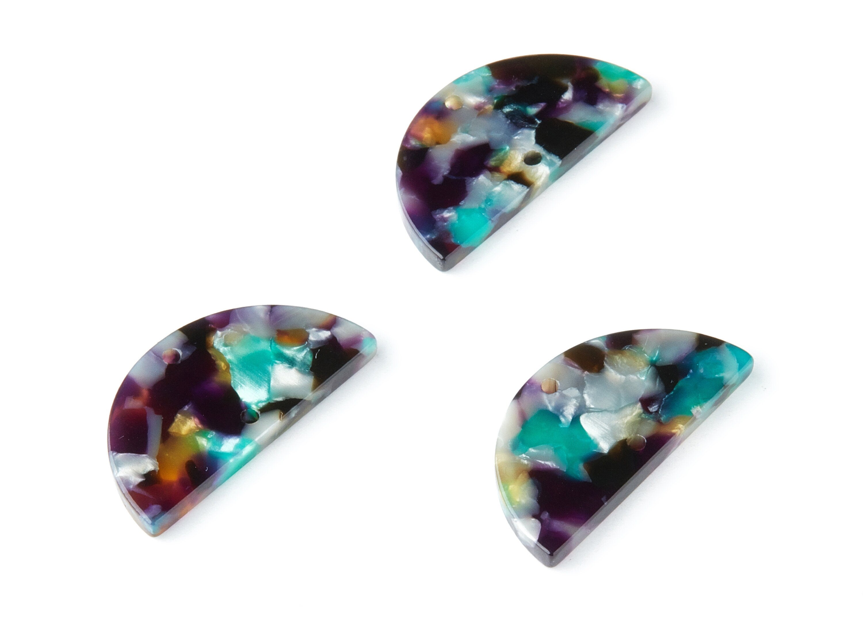 Acetate Semicircle Connectors Charms - 2 Holes - Semicircle Earrings - Earring Findings - Color Code: A50 - 15x30x2.6mm - AC1061X - DOMEDBAZAAR
