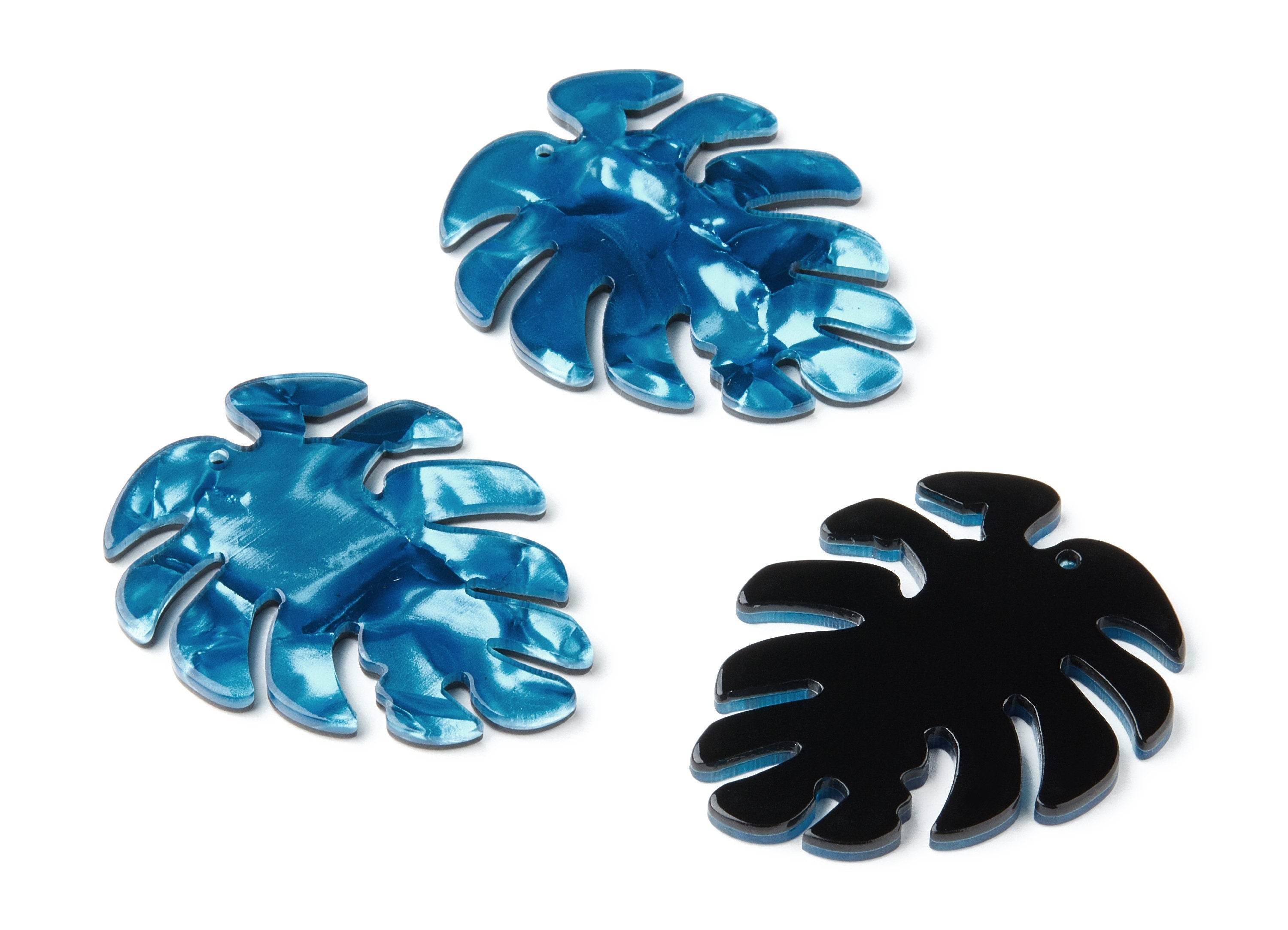 Acetate Leaf Earring Charms - Leaf Shaped Pendant - Earring Findings - Jewelry Supplies - Color Code: A233 - 45.15x38x2.38mm - AC1199K - DOMEDBAZAAR