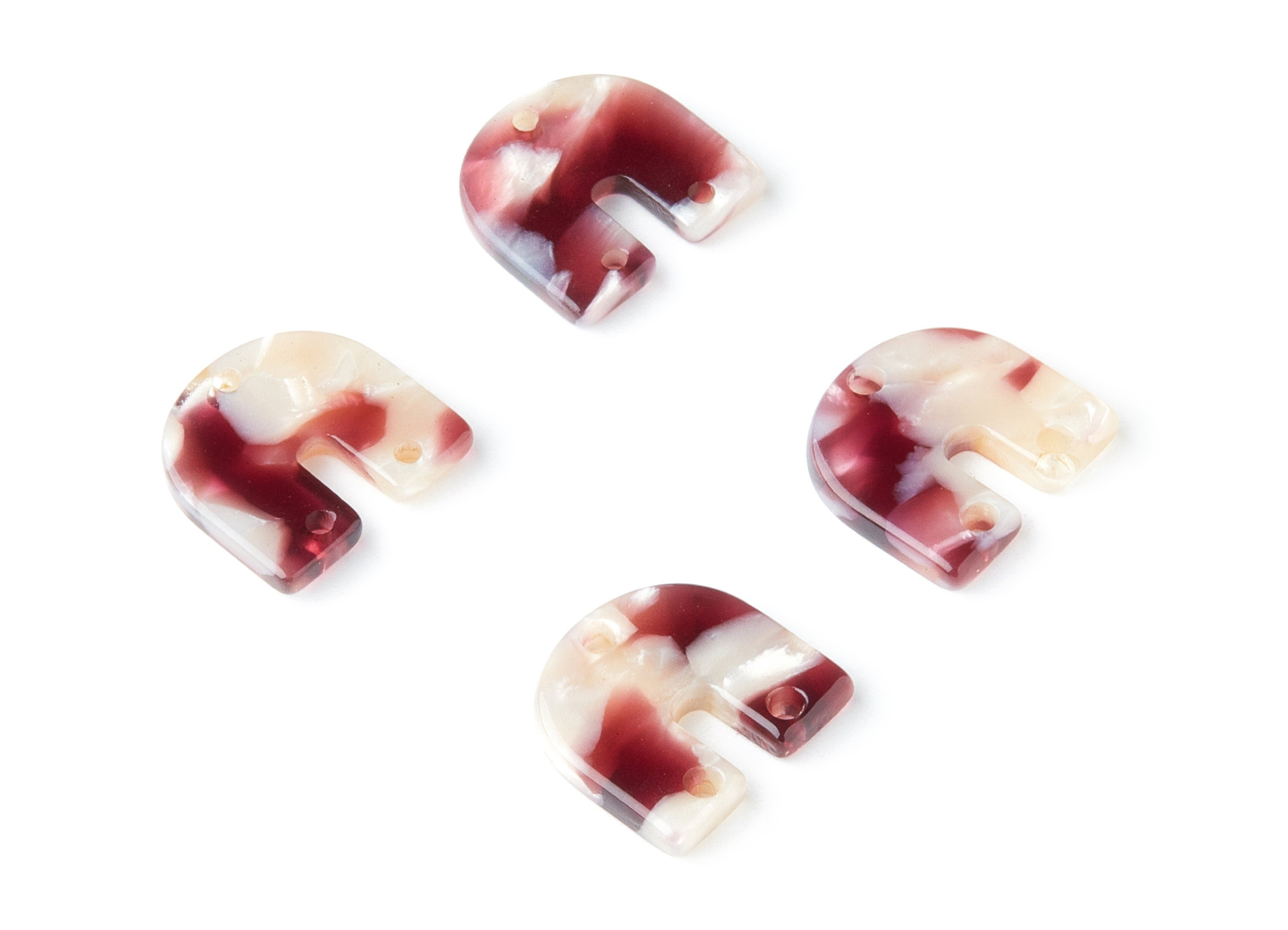 Acetate U Earring Charms With 3 Holes - U Pendant - Earring Findings - Jewelry Supplies - Color Code: A42 - 16.7x15.8x2.7mm - AC1353A - DOMEDBAZAAR