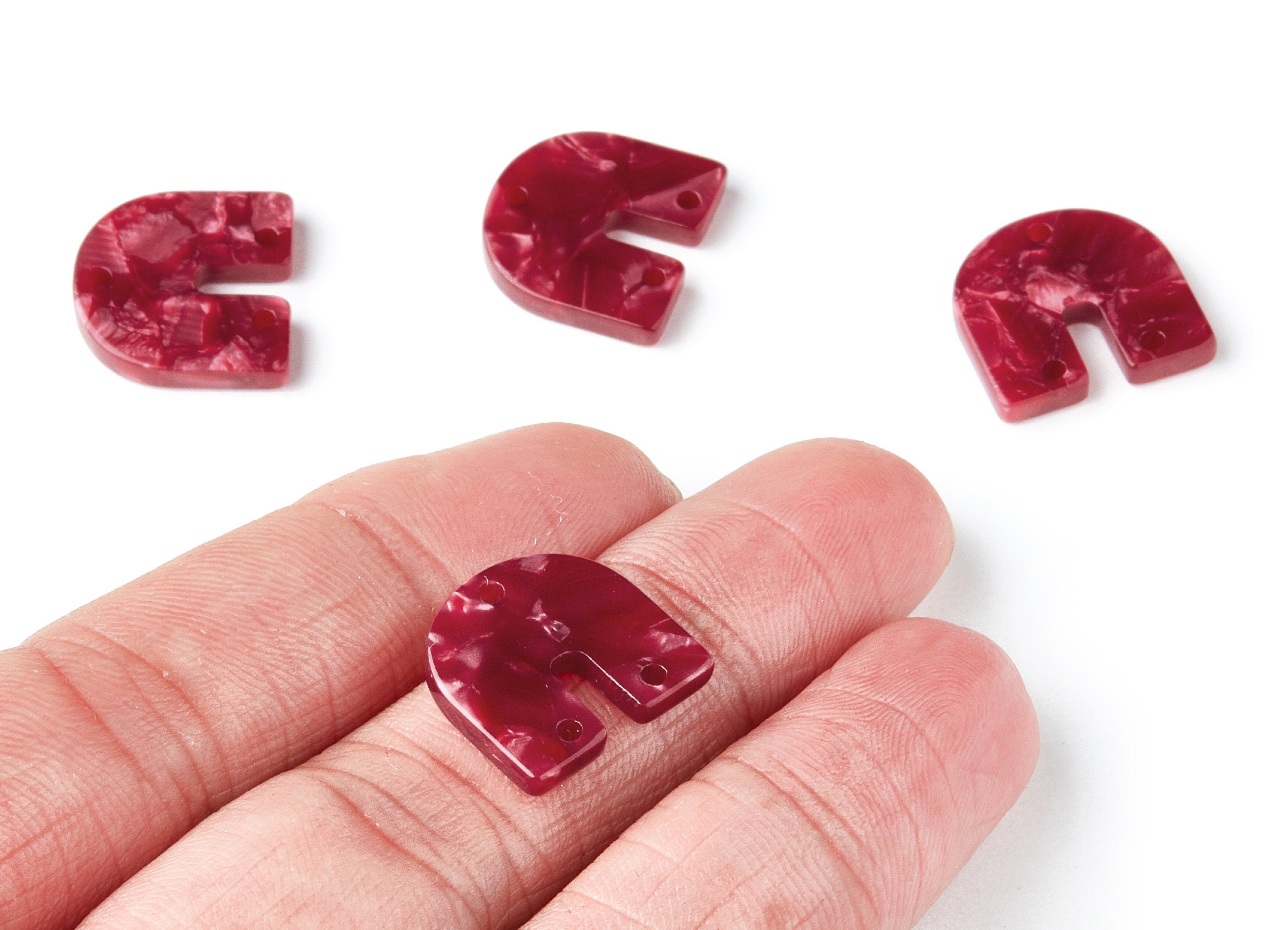 Acetate U Earring Charm With 3 Holes - U Shaped Pendant - Earring Findings - Jewelry Supplies - Color Code: A47 - 16.7x15.8x2.7mm - AC1353B - DOMEDBAZAAR