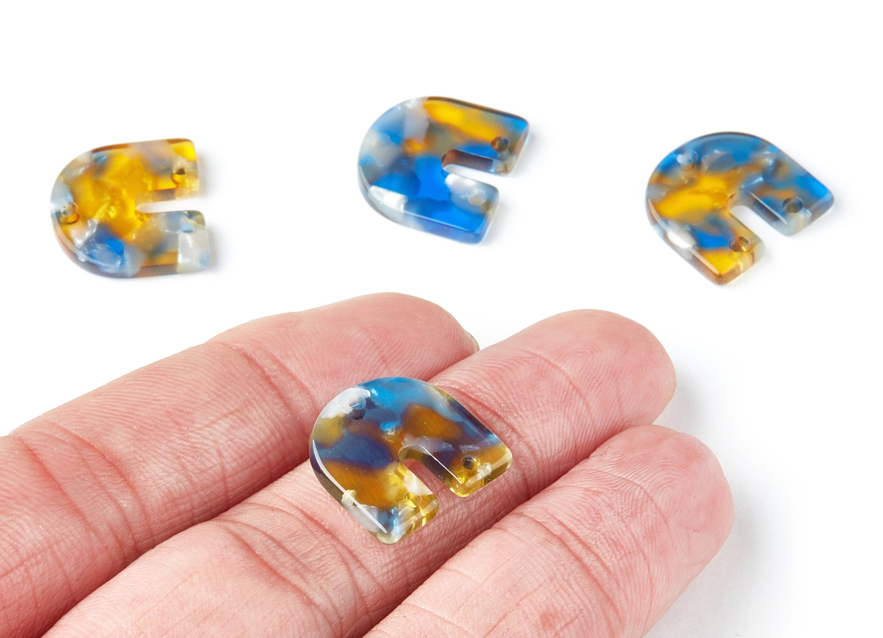 Acetate U Earring Charm with 3 Holes - U Shaped Pendant - Earring Findings - Jewelry Supplies - Color Code: A40 - 16.7x15.8x2.7mm - AC1353C - DOMEDBAZAAR