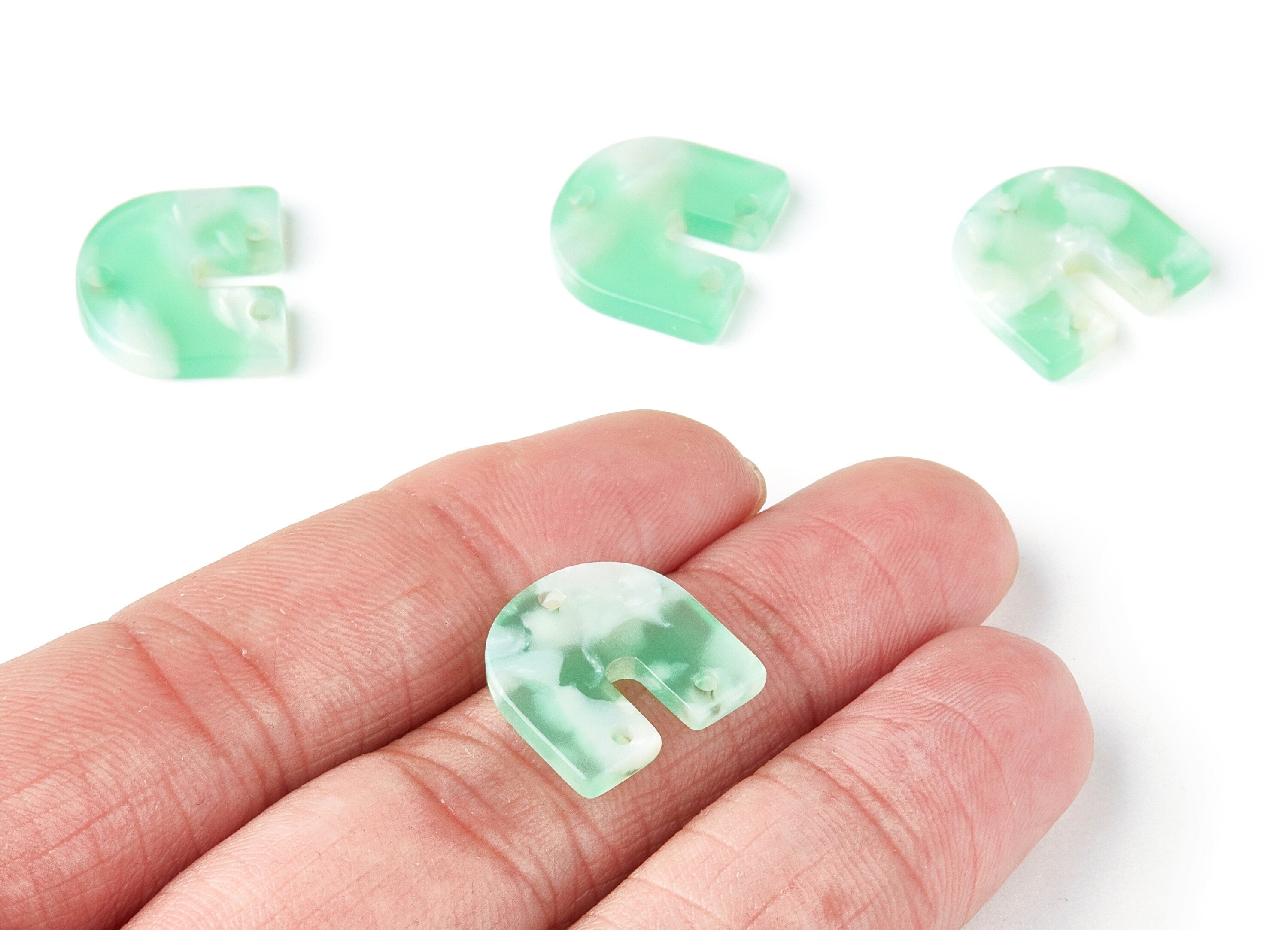 Acetate U Earring Charms With 3 Holes - U Shaped Pendant - Earring Findings - Jewelry Supplies - Color Code: A35 - 16.7x15.8x2.7mm - AC1353E - DOMEDBAZAAR