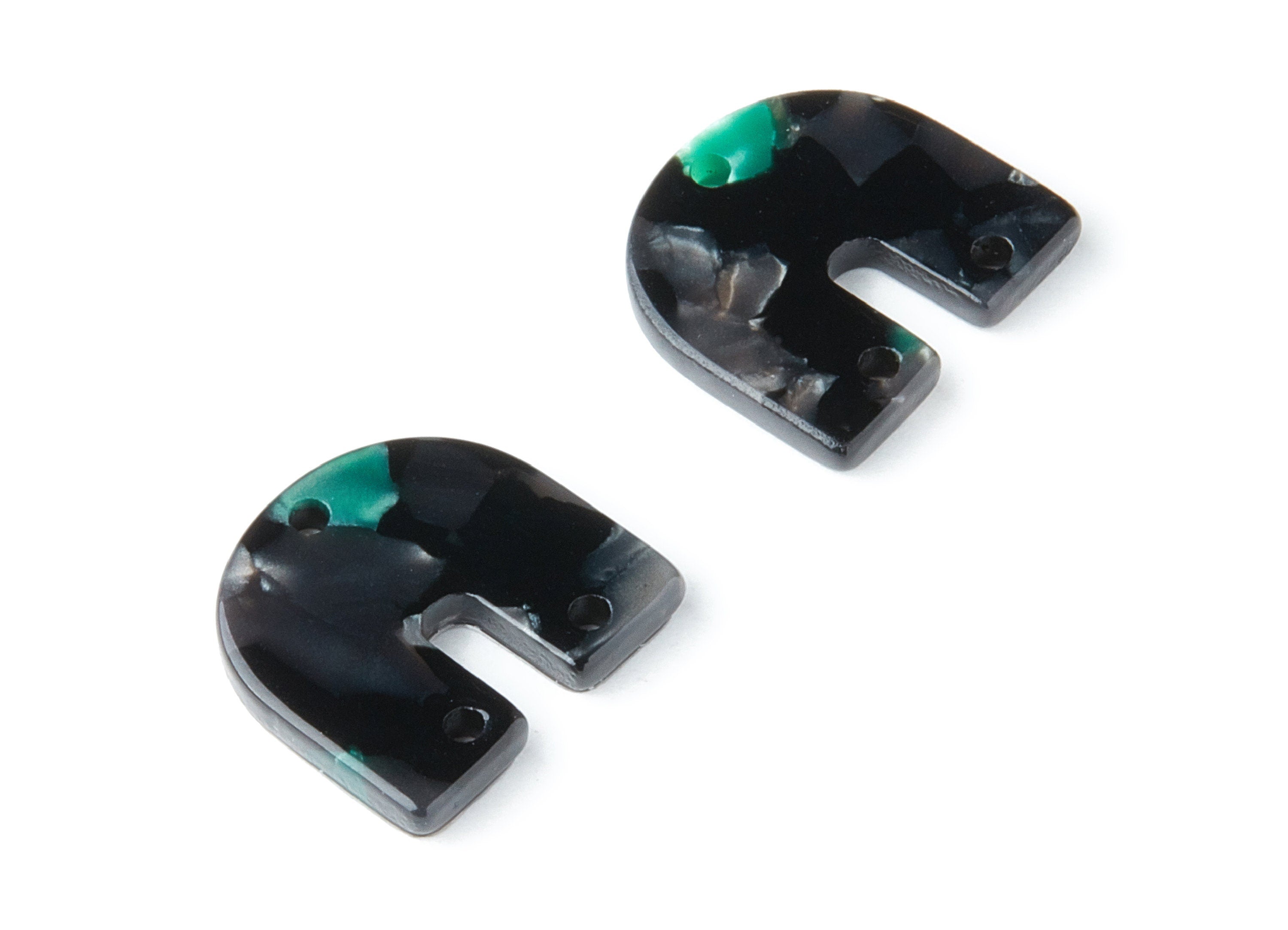 Acetate U Earring Charms With 3 Holes - U Shaped Pendant - Earring Findings - Jewelry Supplies - Color Code: A49 - 16.7x15.8x2.7mm - AC1353F - DOMEDBAZAAR