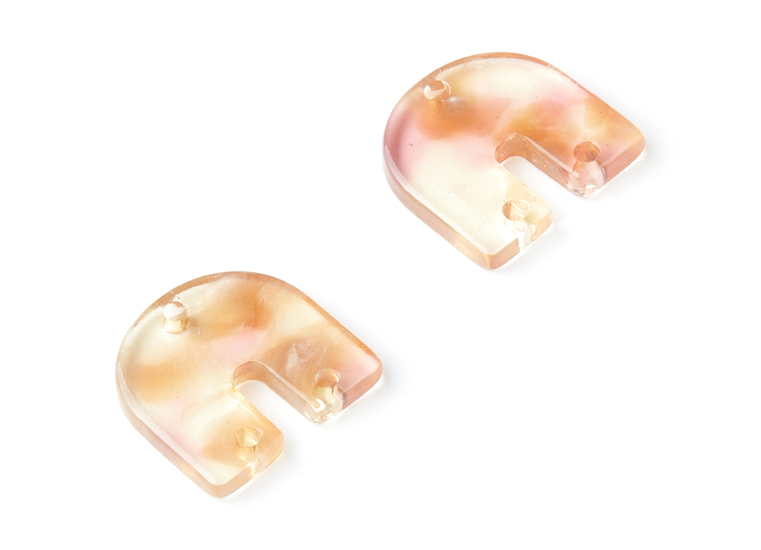 Acetate Acrylic Earring Charm with 3 Holes - Tortoise Shell Earrings - U Shaped Pendant - Color Code: A45 - 16.7x15.8x2.7mm - AC1353G - DOMEDBAZAAR