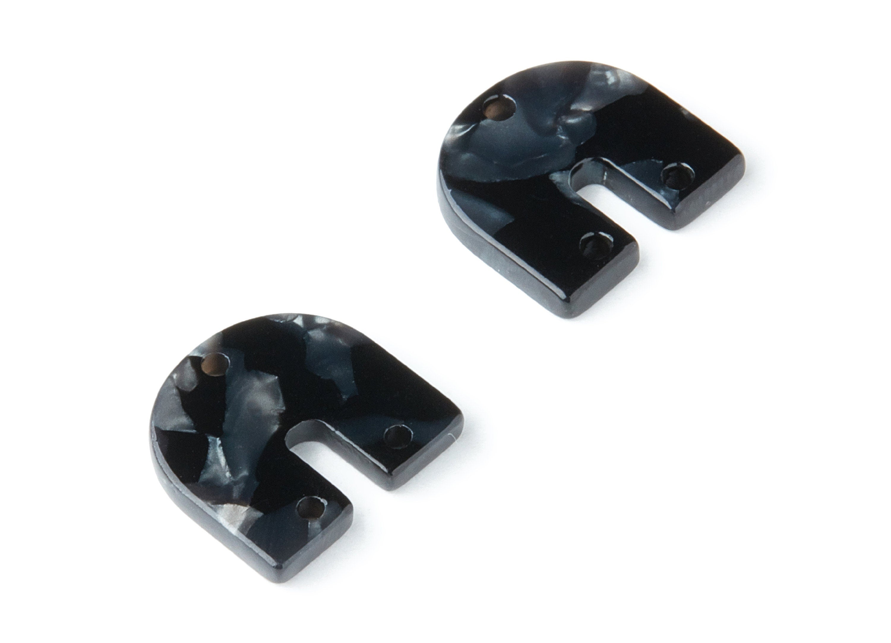 Acetate Acrylic Earring Charm with 3 Holes - Tortoise Shell Earrings - U Shaped Pendant - Color Code: A48 - 16.7x15.8x2.7mm - AC1353L - DOMEDBAZAAR