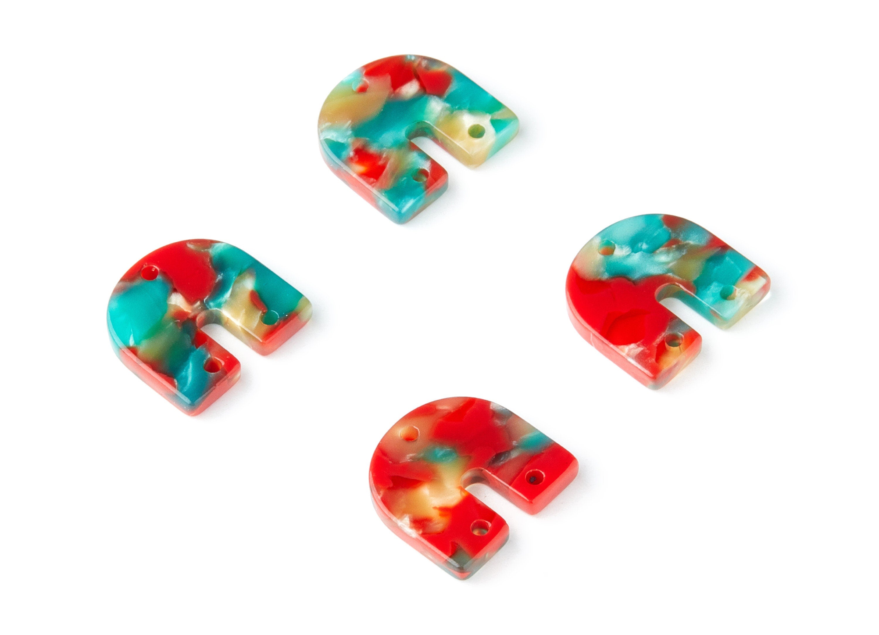 Acetate U Earring Charms With 3 Holes - U Shaped Pendant - Earring Findings - Jewelry Supplies - Color Code: A46 - 16.7x15.8x2.7mm - AC1353N - DOMEDBAZAAR