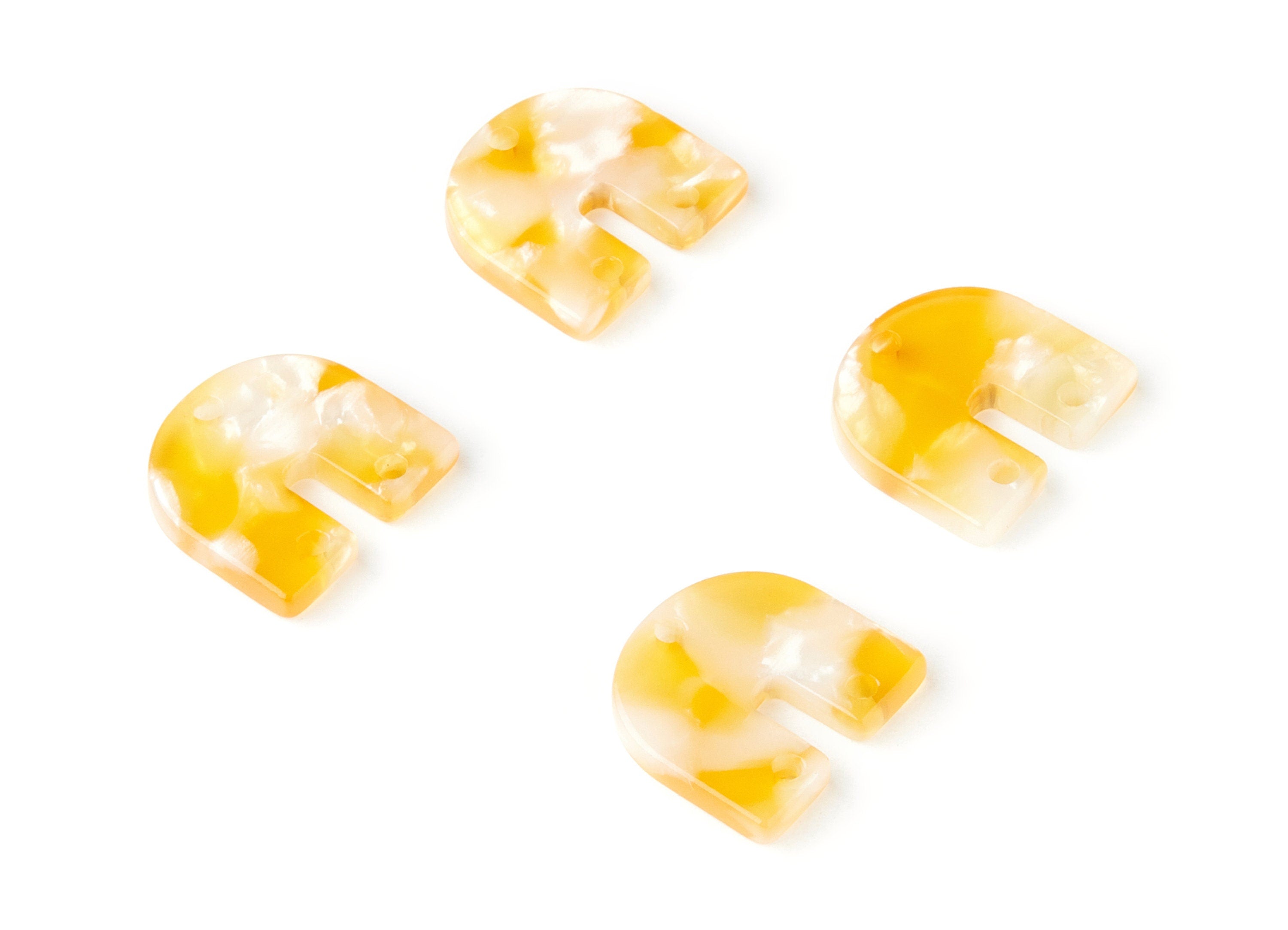 Acetate U Earring Charms With 3 Holes - U Shaped Pendant - Earring Findings - Jewelry Supplies - Color Code: A43 - 16.7x15.8x2.7mm - AC1353P - DOMEDBAZAAR