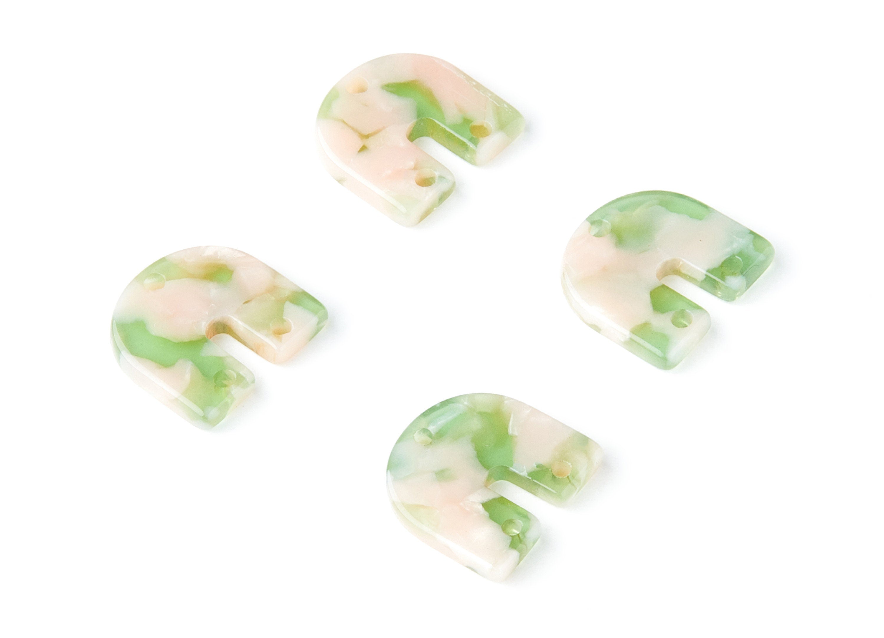 Acetate Acrylic Earring Charm with 3 Holes - Tortoise Shell Earrings - U Shaped Pendant - Color Code: A38 - 16.7x15.8x2.7mm - AC1353R - DOMEDBAZAAR