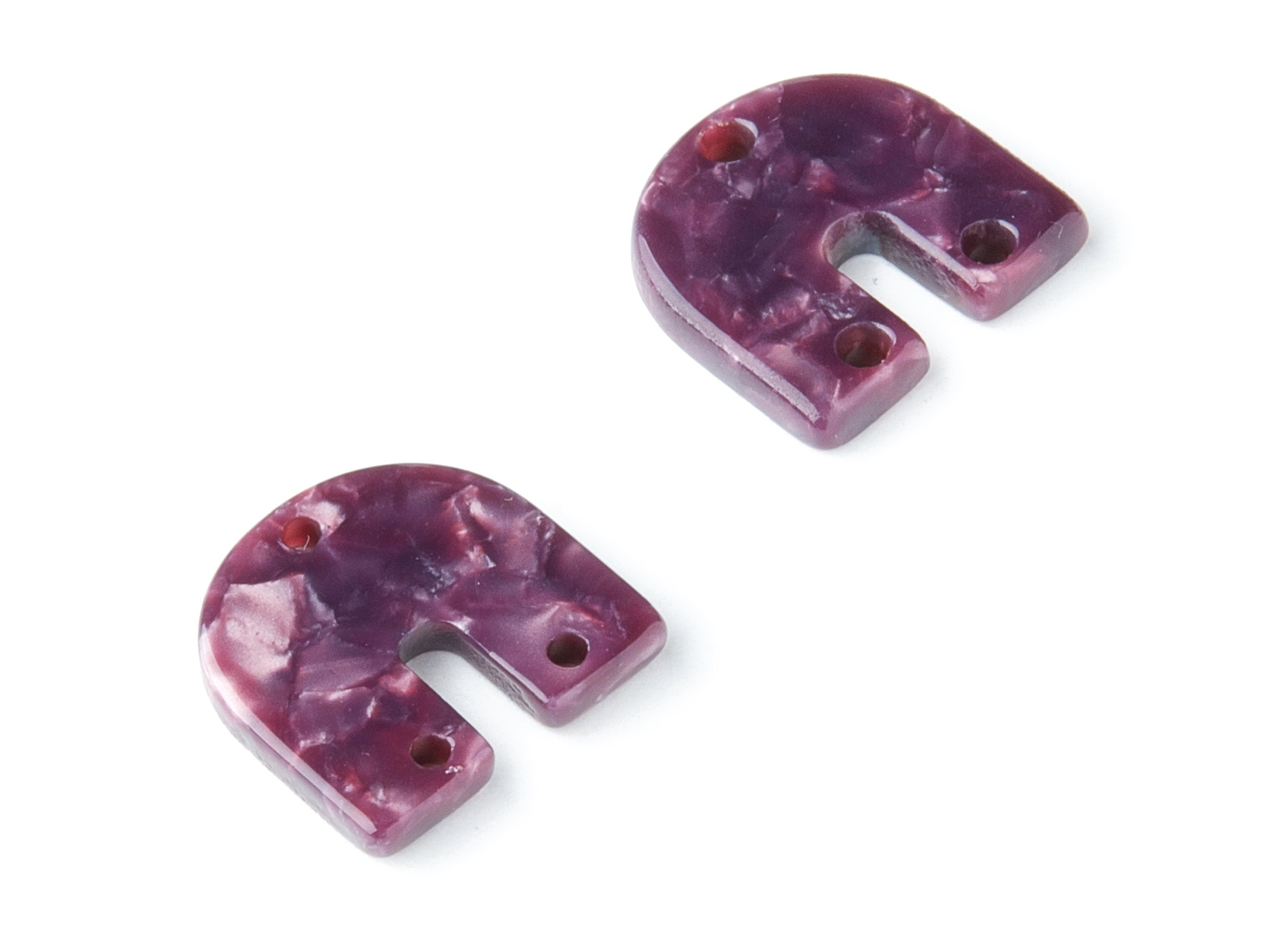 Acetate U Earring Charms with 3 Holes - U Shaped Pendant - Earring Findings - Jewelry Supplies - Color Code: A41 - 16.7x15.8x2.7mm - AC1353V - DOMEDBAZAAR