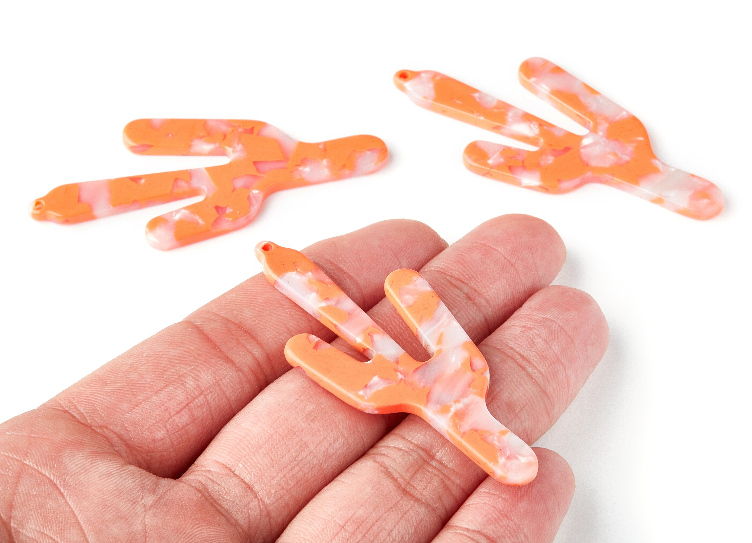 Acetate Cactus Earring Charm - Acrylic Cactus Pendant - Earring Findings - Jewelry Supplies - Color Code: A39 - 63.29x27.97x2.75mm - AC1356A - DOMEDBAZAAR