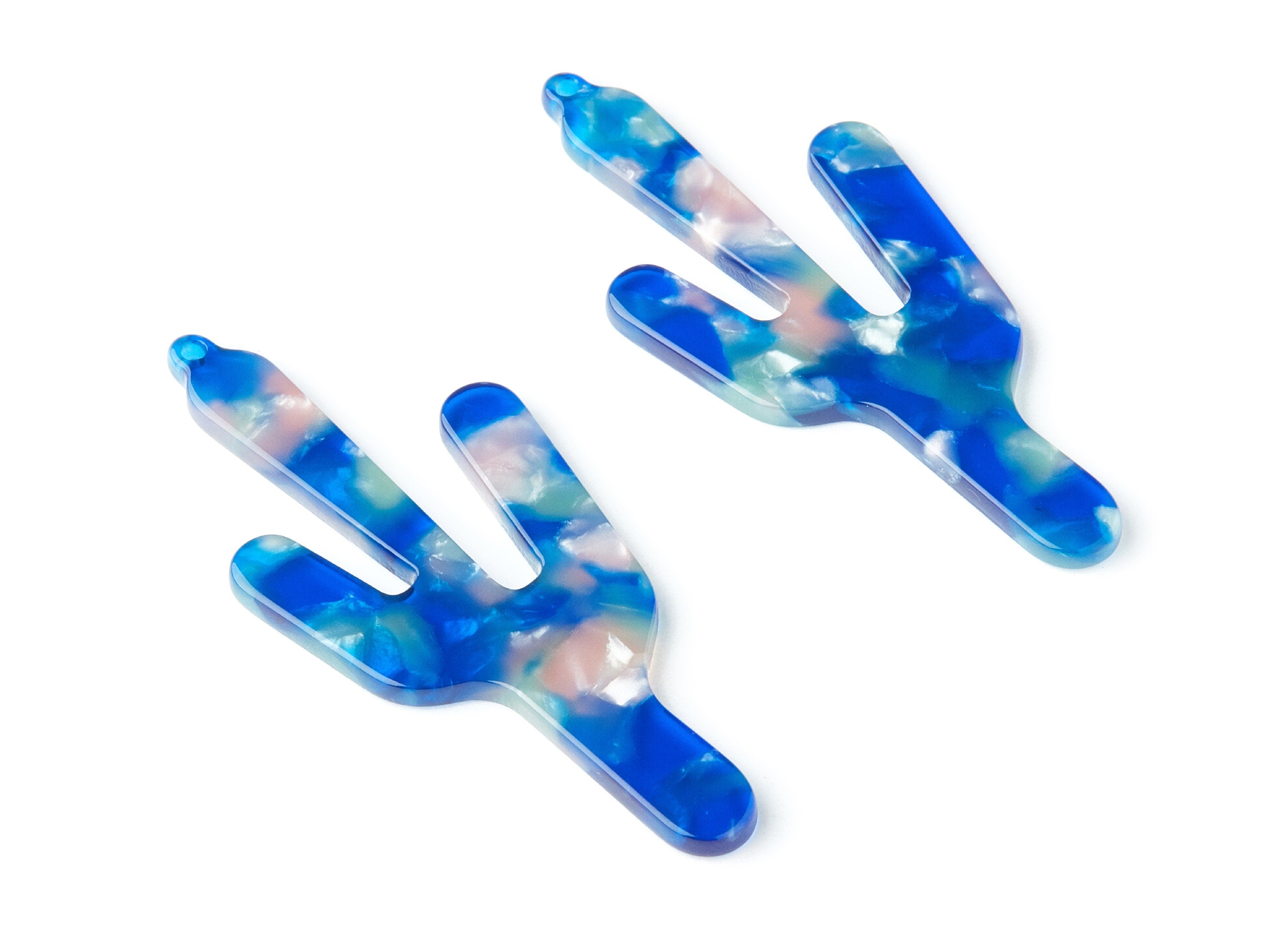 Acetate Cactus Earring Charms - Cactus Shaped Pendant - Earring Findings - Jewelry Supplies - Color Code: A37 - 63.29x27.97x2.75mm - AC1356C - DOMEDBAZAAR