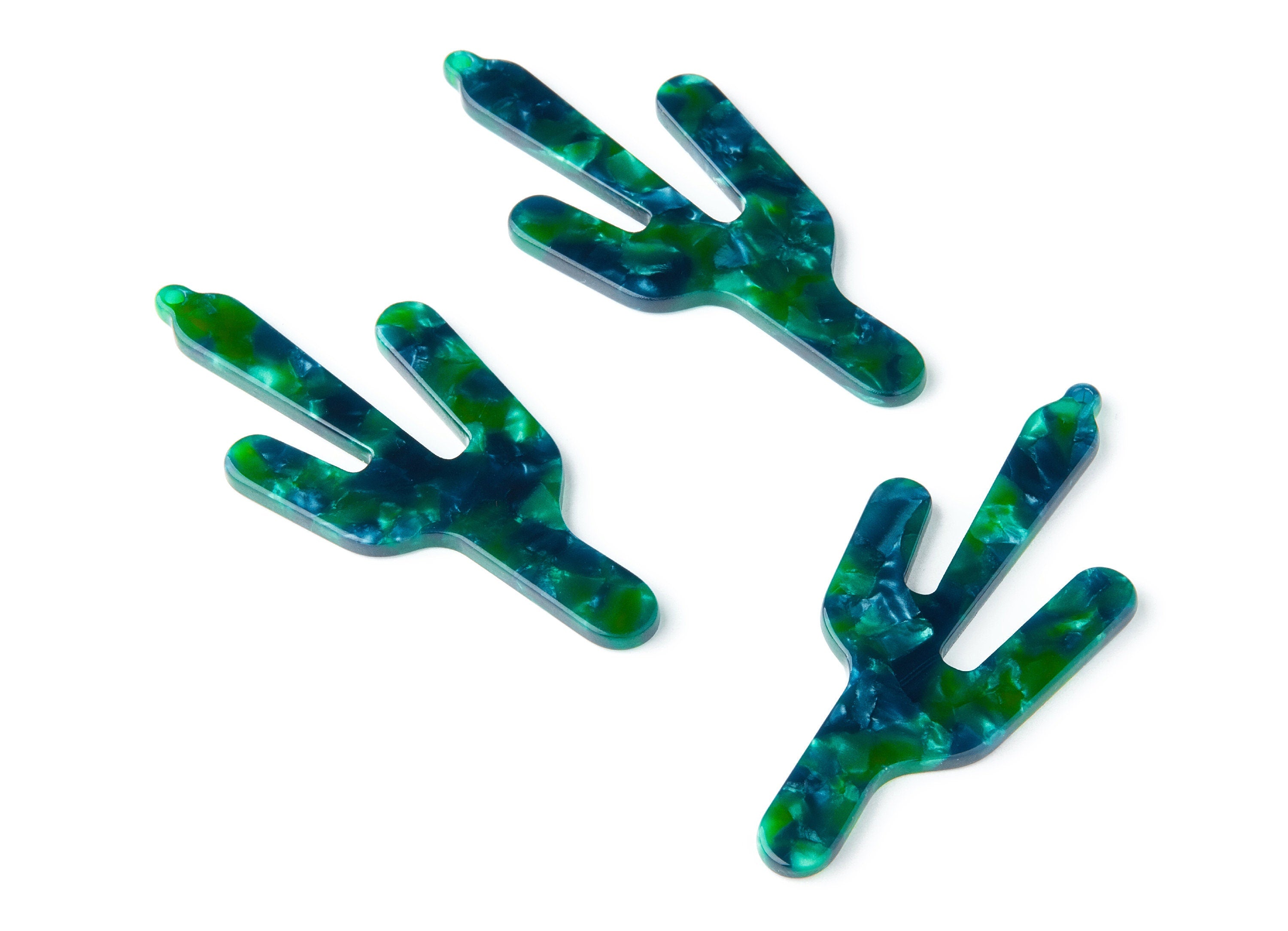 Acetate Cactus Earring Charms - Cactus Shaped Pendant - Earring Findings - Jewelry Supplies - Color Code: A13 - 63.29x27.97x2.75mm - AC1356D - DOMEDBAZAAR