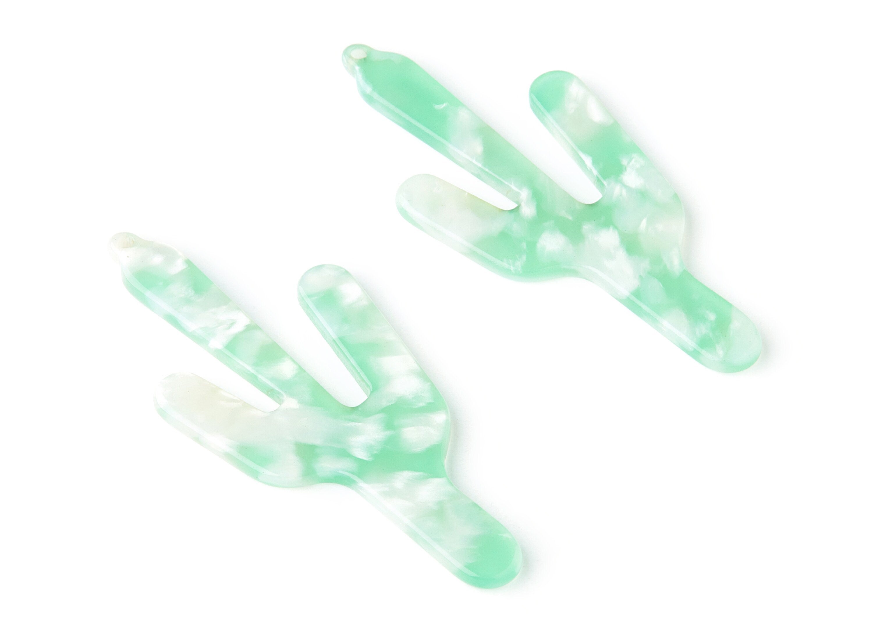 Acetate Cactus Earring Charms - Cactus Shaped Pendant - Earring Findings - Jewelry Supplies - Color Code: A35 - 63.29x27.97x2.75mm - AC1356E - DOMEDBAZAAR
