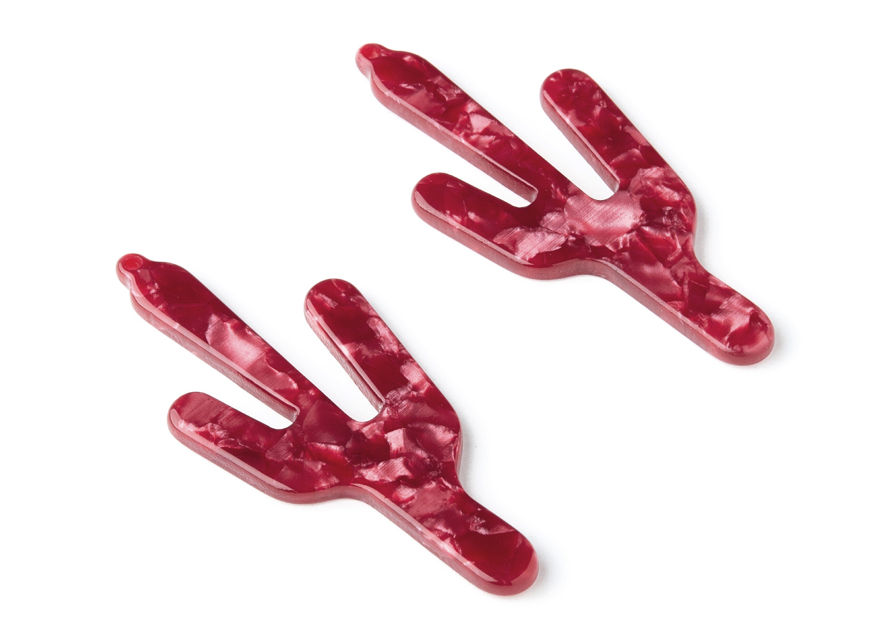 Acetate Cactus Earring Charms - Cactus Shaped Pendant - Earring Findings - Jewelry Supplies - Color Code: A47 - 63.29x27.97x2.75mm - AC1356K - DOMEDBAZAAR
