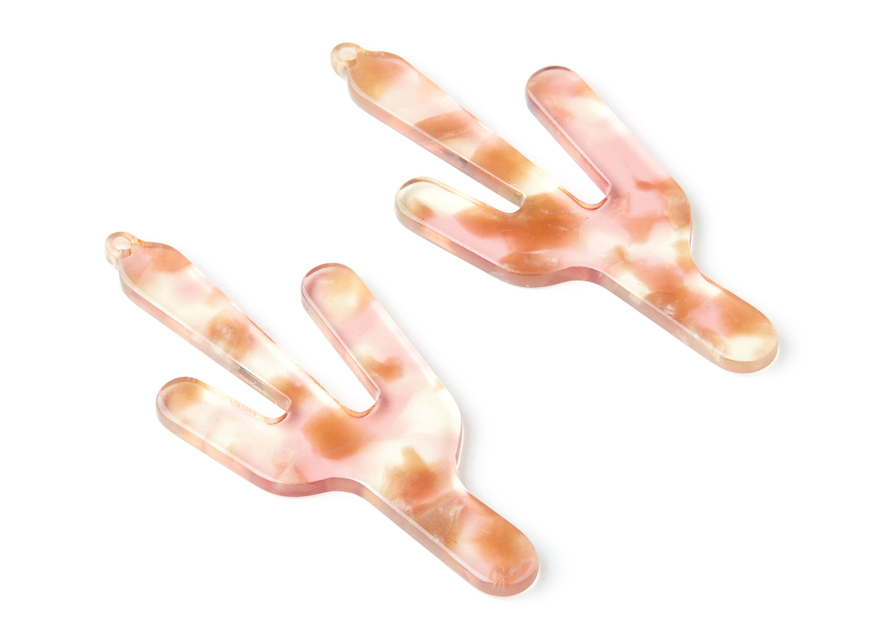 Acetate Cactus Earring Charms - Cactus Shaped Pendant - Earring Findings - Jewelry Supplies - Color Code: A45 - 63.29x27.97x2.75mm - AC1356P - DOMEDBAZAAR