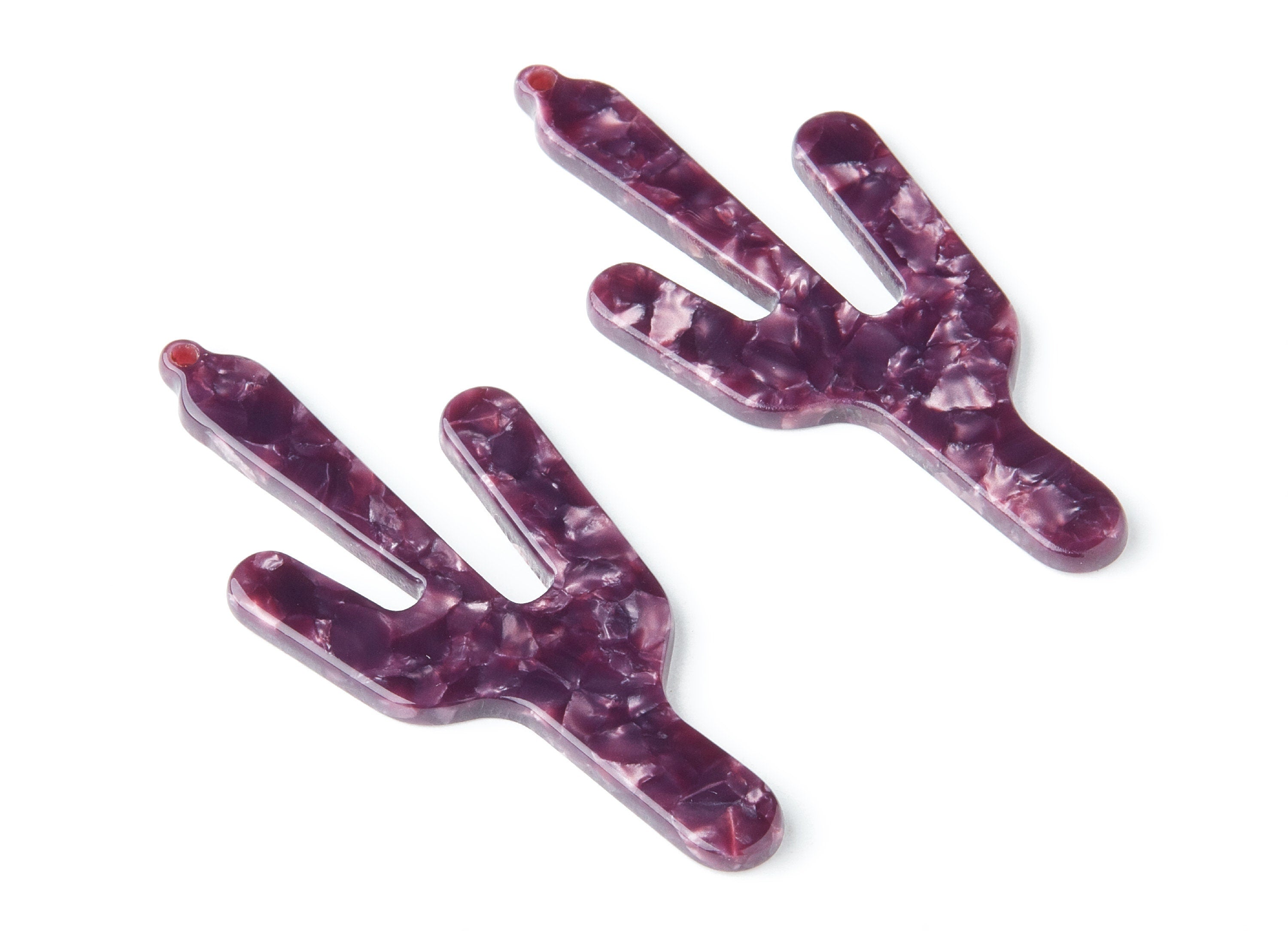 Acetate Cactus Earring Charms - Acrylic Cactus Pendant - Jewelry Supplies - Color Code: A41 - 63.29x27.97x2.75mm - AC1356T - DOMEDBAZAAR