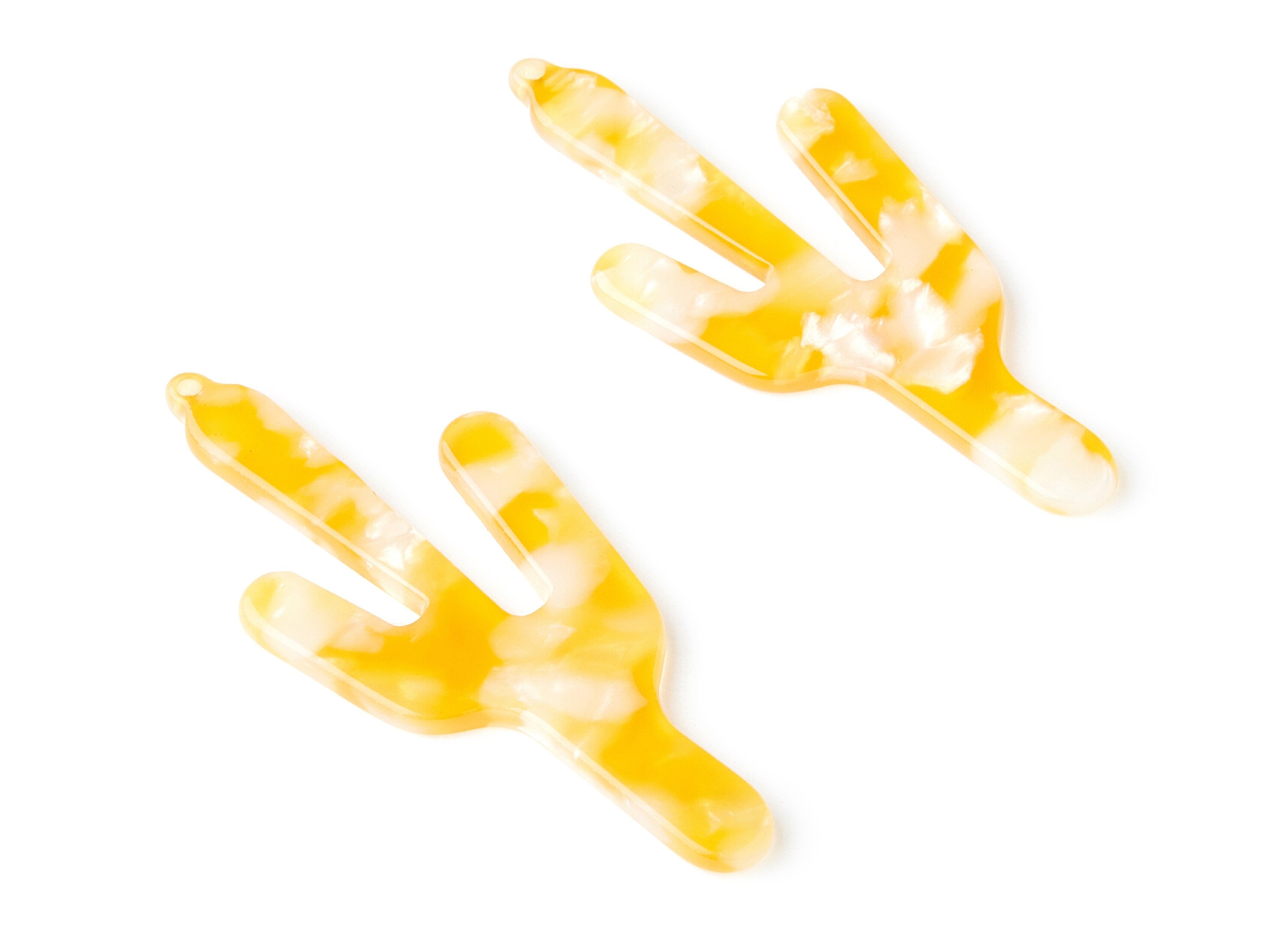 Acetate Cactus Earring Charms - Cactus Shaped Pendant - Earring Findings - Jewelry Supplies - Color Code: A43 - 63.29x27.97x2.75mm - AC1356U - DOMEDBAZAAR