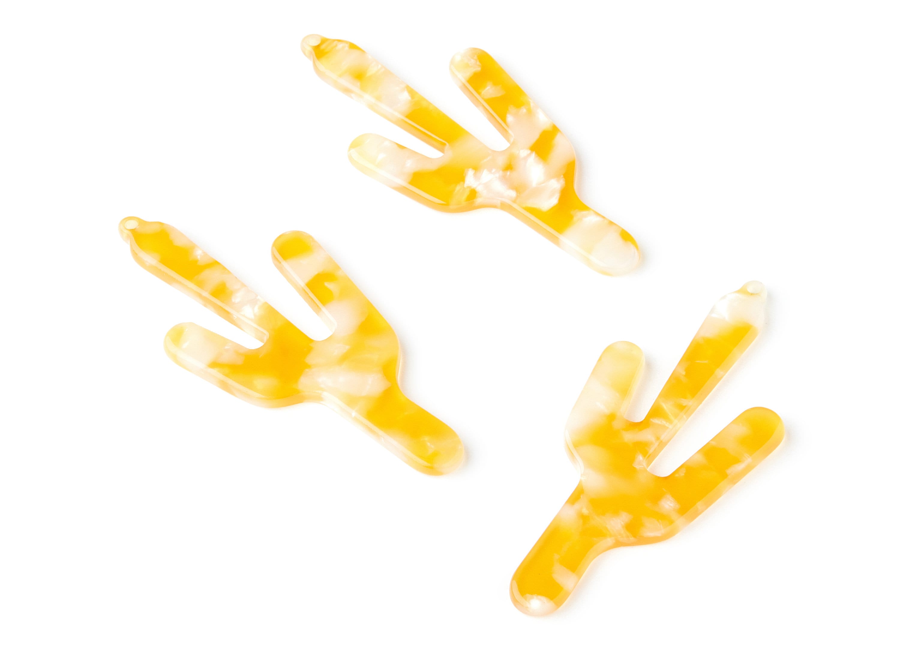 Acetate Cactus Earring Charms - Cactus Shaped Pendant - Earring Findings - Jewelry Supplies - Color Code: A43 - 63.29x27.97x2.75mm - AC1356U - DOMEDBAZAAR