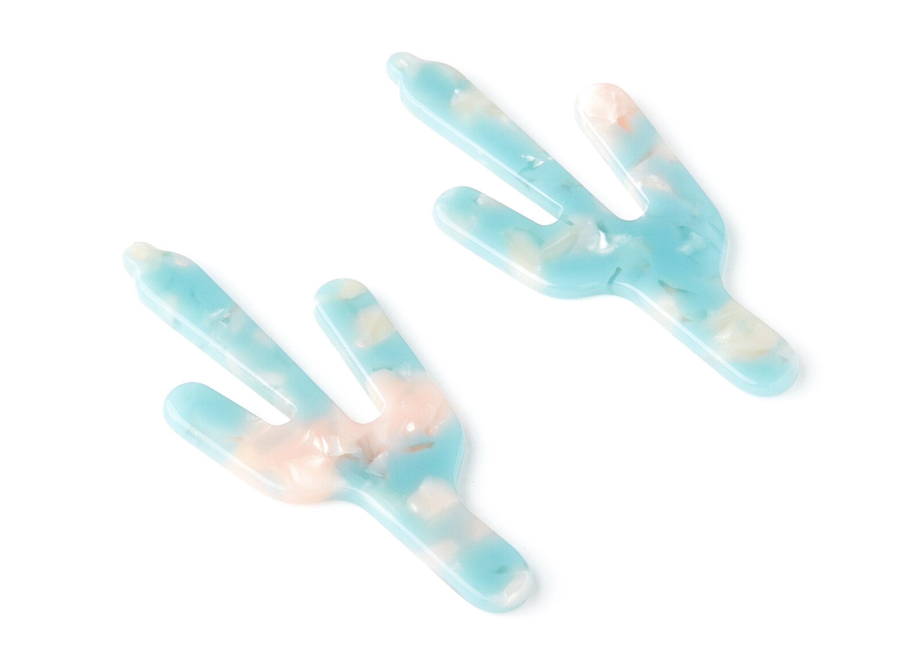 Acetate Cactus Earring Charms - Cactus Shaped Pendant - Earring Findings - Jewelry Supplies - Color Code: A36 - 63.29x27.97x2.75mm - AC1356V - DOMEDBAZAAR