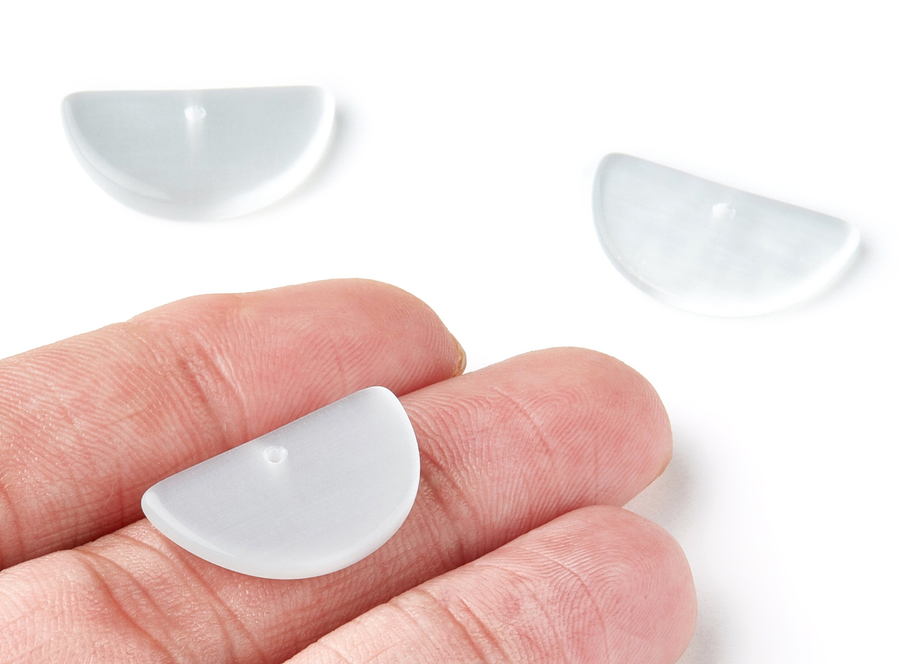 Glass Semicircle Earring Charms - Glass Half Moon Pendants - 1 Hole - Jewelry Making Supplies - 31.17x15.88x8.52mm - GS1004A - DOMEDBAZAAR