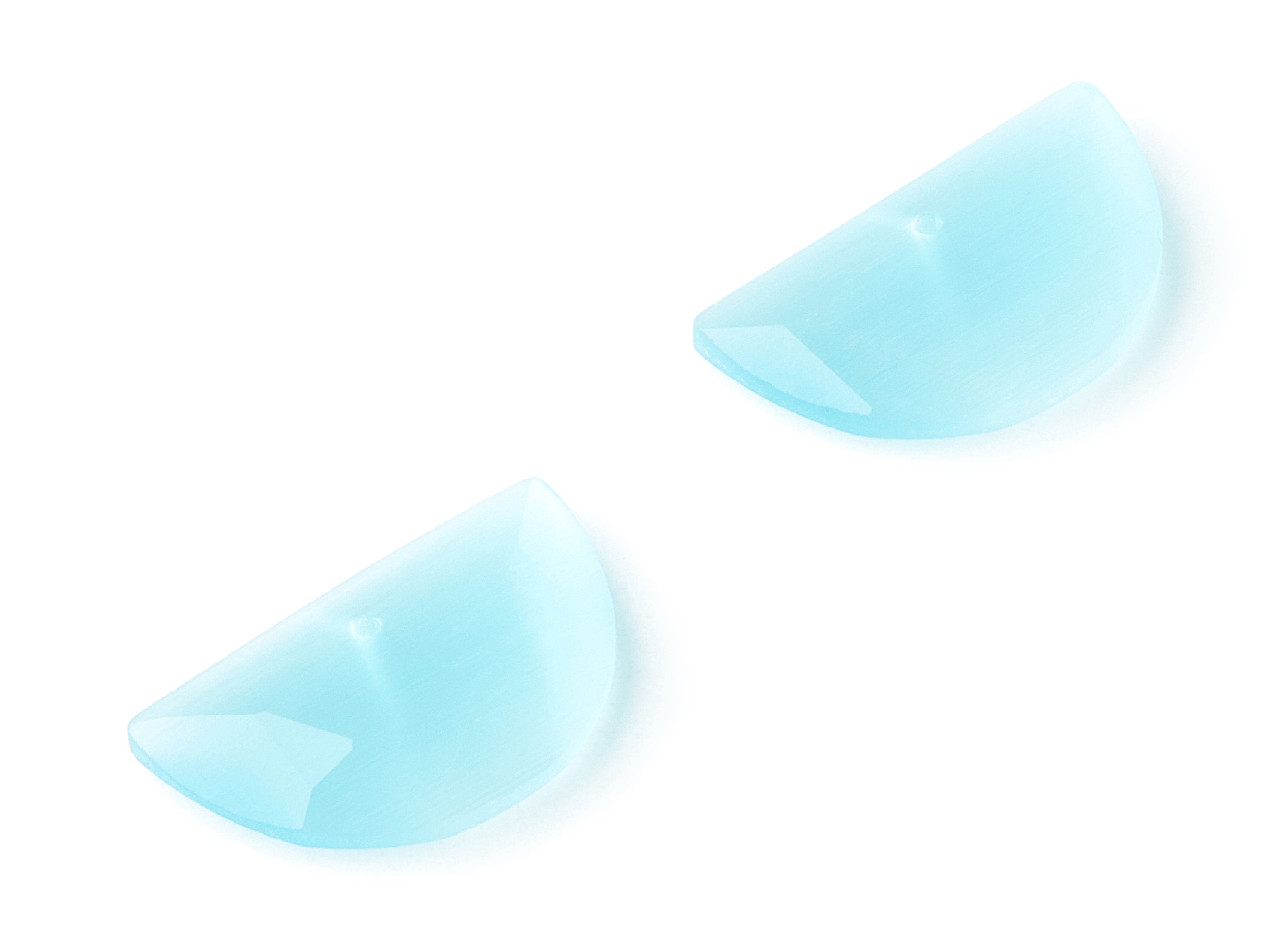 Faceted Glass Stone Earring Charms - Glass Pendants - Semicircle Shaped - 1 Hole - Jewelry Supplies - 24x14x3.7mm - GS1005B - DOMEDBAZAAR