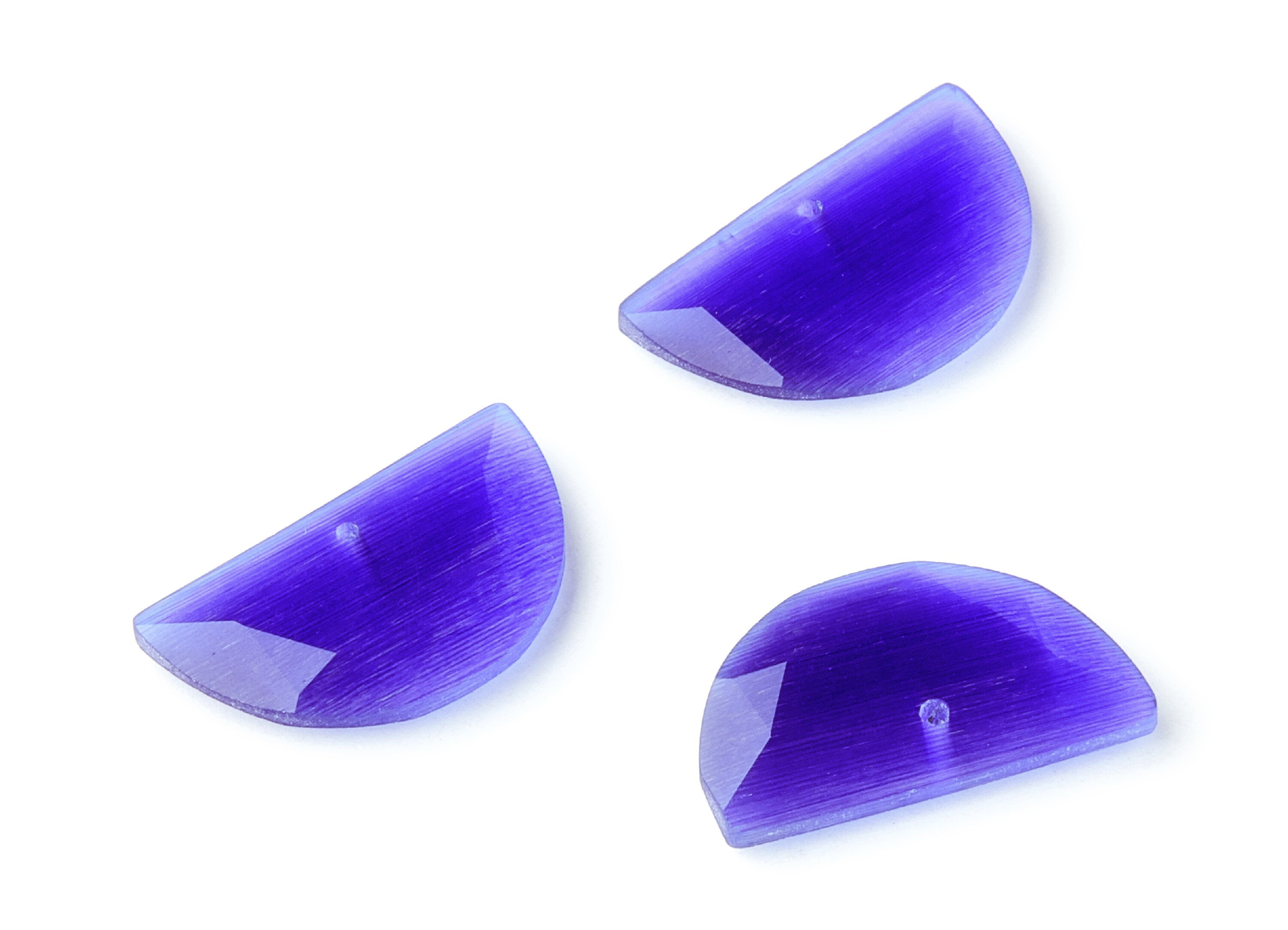 Faceted Glass Stone Earring Charms - Glass Pendants - Semicircle Shaped - 1 Hole - Jewelry Supplies - 24x14x3.7mm - GS1005D - DOMEDBAZAAR