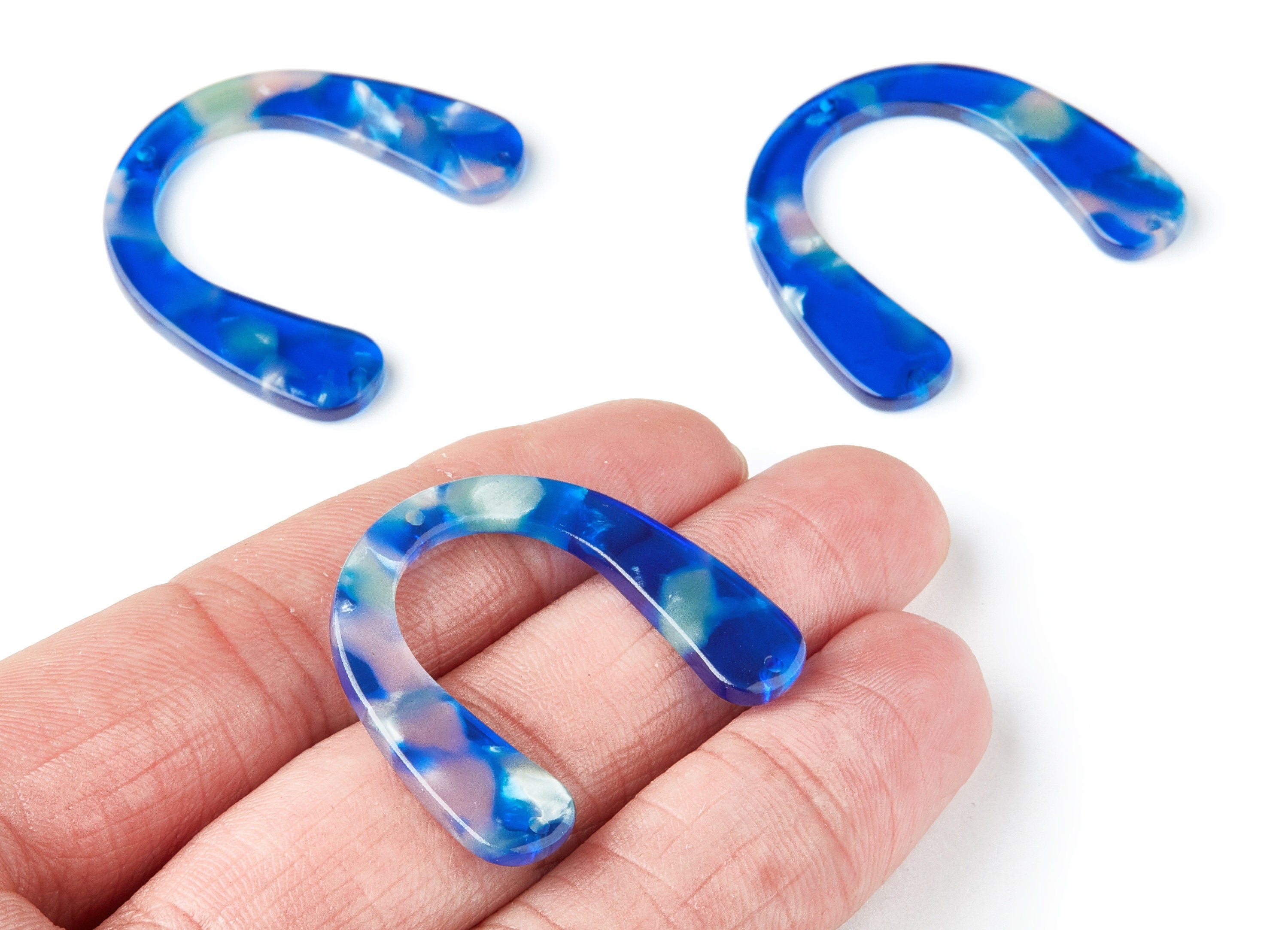 Acetate U Earring Charms - U Pendant With 3 Holes - Earring Findings - Jewelry Supplies - Color Code: A37 - 36x30.5x2.7mm - AC1361H - DOMEDBAZAAR